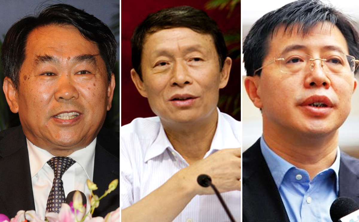 Xinhua's article says members of the Secretary Gang included several top aides and former personal secretaries of Zhou Yongkang, including former Sichuan vice-governor Guo Yongxiang (from left), former chairman of the Sichuan political advisory committee Li Chongxi, and former deputy governor of Hainan province Ji Wenlin.
