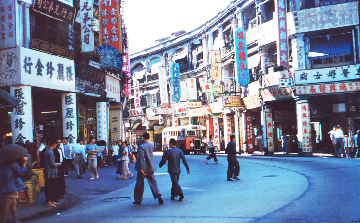 Queen’s Road Central, near the junction of Wellington Street.

