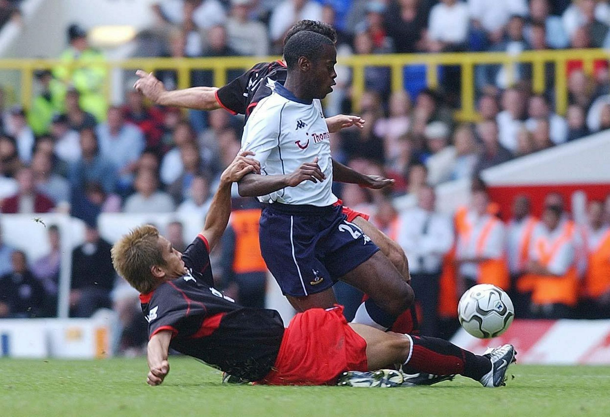 Rohan Ricketts in action for Tottenham Hotspur in 2003. Ricketts made 48 appearances for Spurs from 2002 to 2005. Photo: EPA