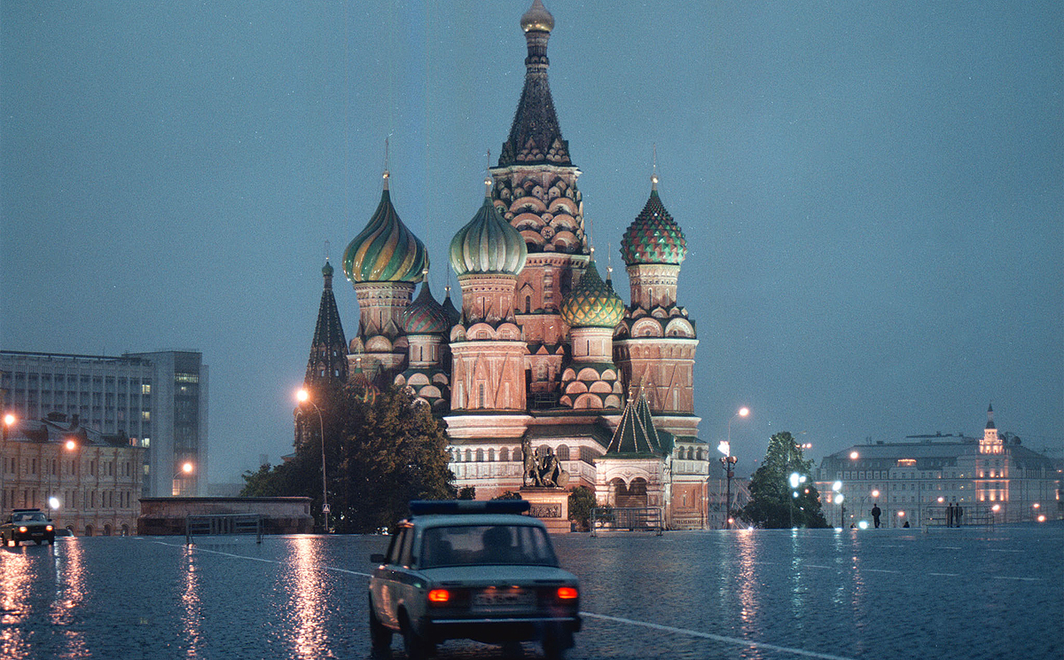 A car passes through Moscow's Red Square past St Basil's cathedral. Photo: AP