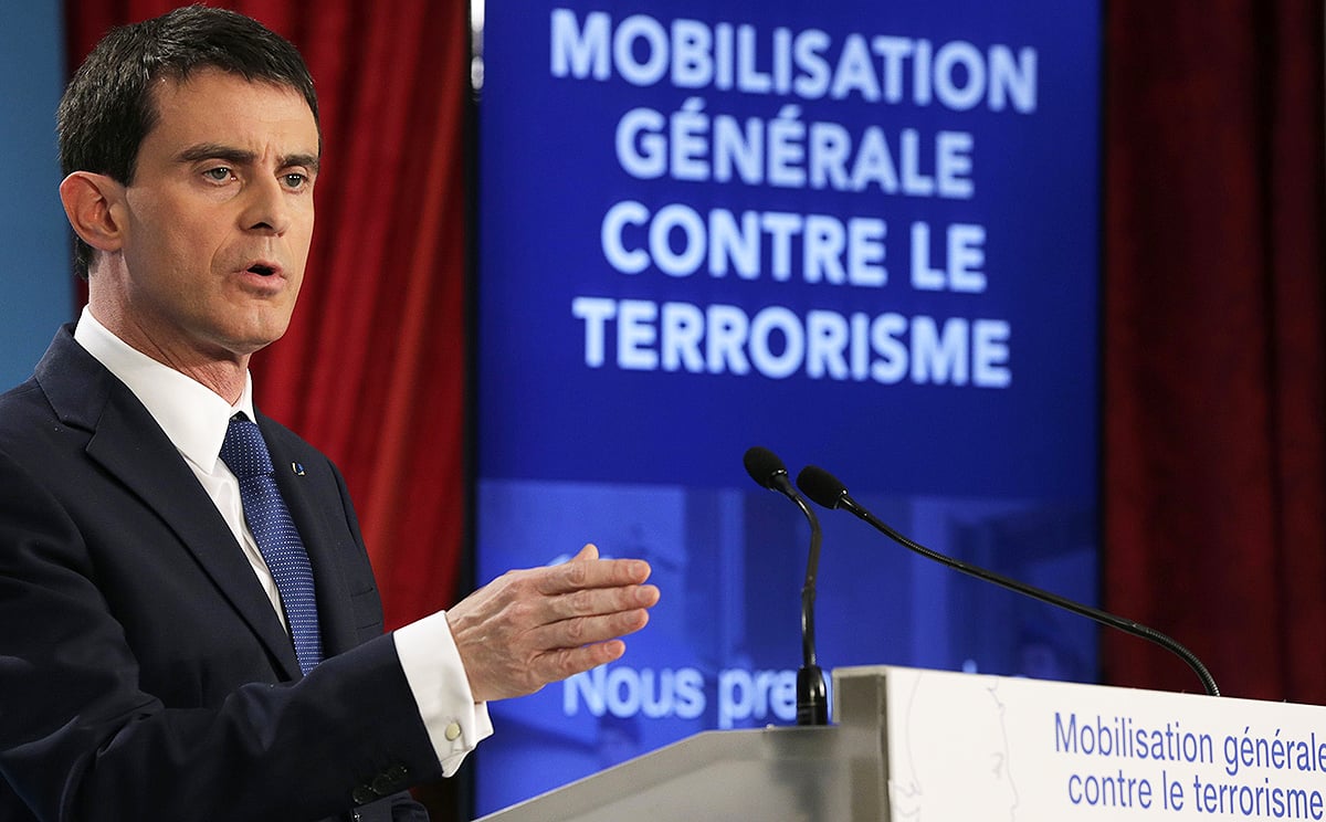 French Prime Minister Manuel Valls unveils new security measures ahead of a defence council meeting at the Elysee Palace in Paris. Photo: AFP