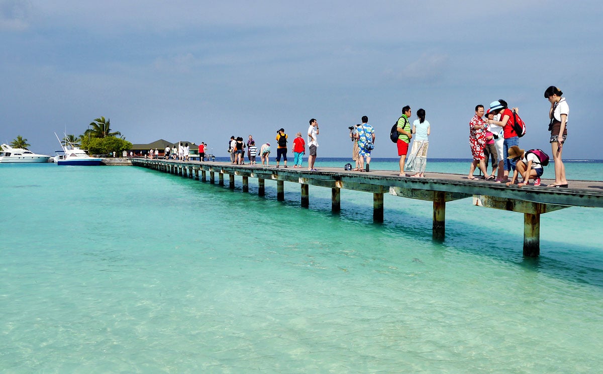 Chinese tourists soak up the holiday sun in the Maldives. Tourist arrivals from China in the remote Indian Ocean destination are on the rise. Photo: SCMP