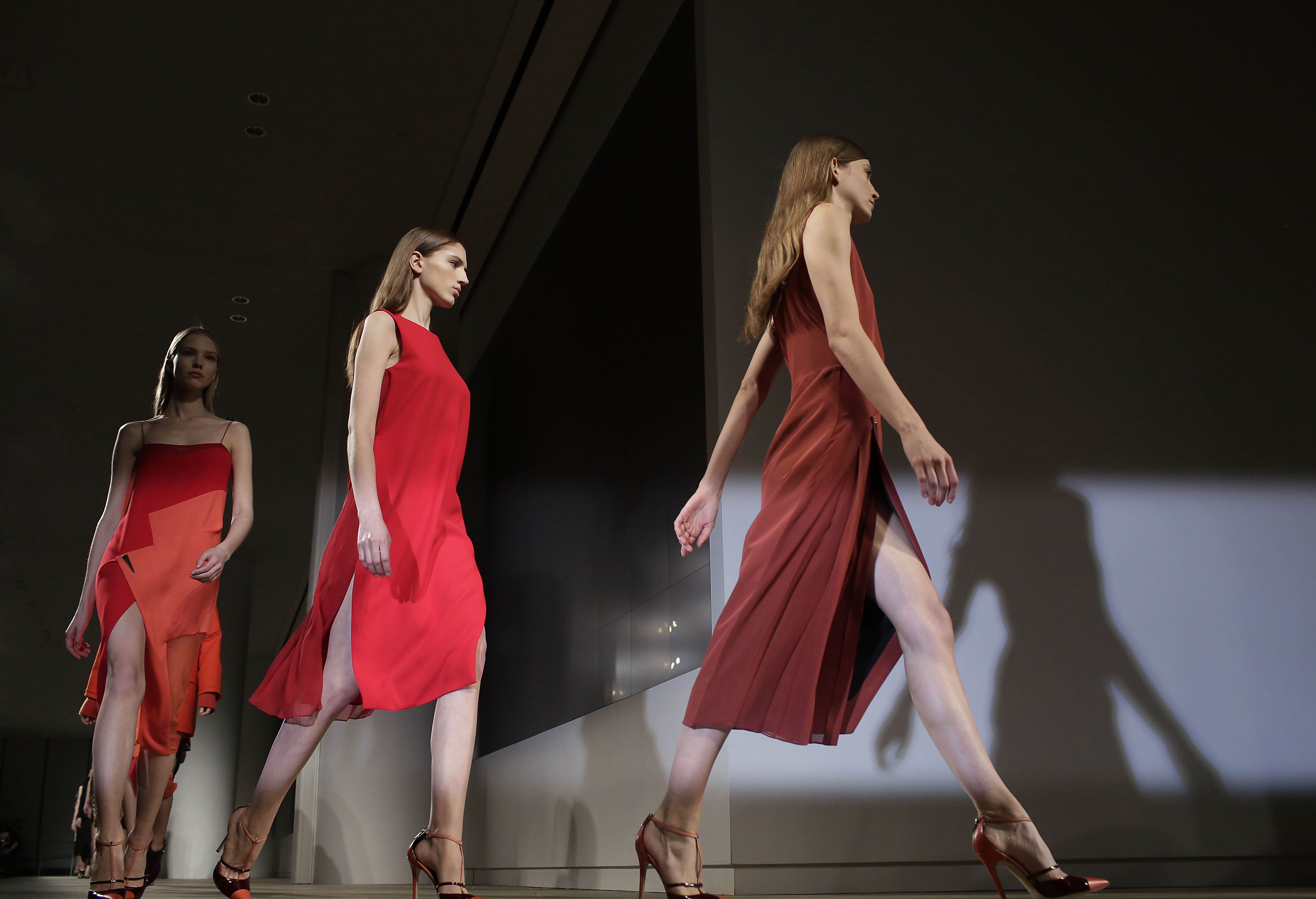 Skirts were slashed on one thigh, up both thighs or to the side in Prabal Gurung's autumn/winter collection for New York Fashion Week. Photo: AFP