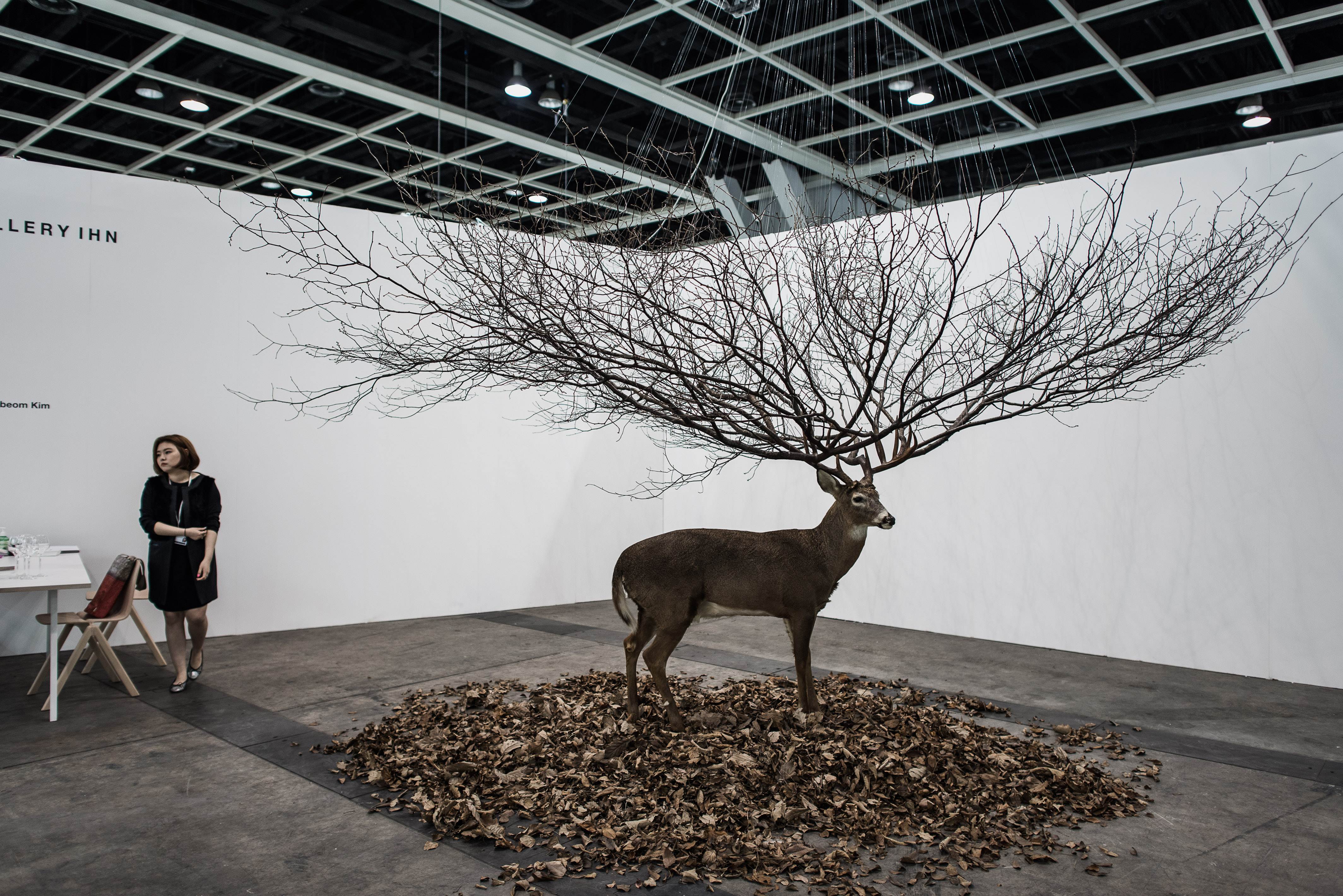 An untitled work by Korean artist Myeongbeom Kim at the Art Basel art fair at the Hong Kong Convention and Exhibition Centre. Photo: AFP