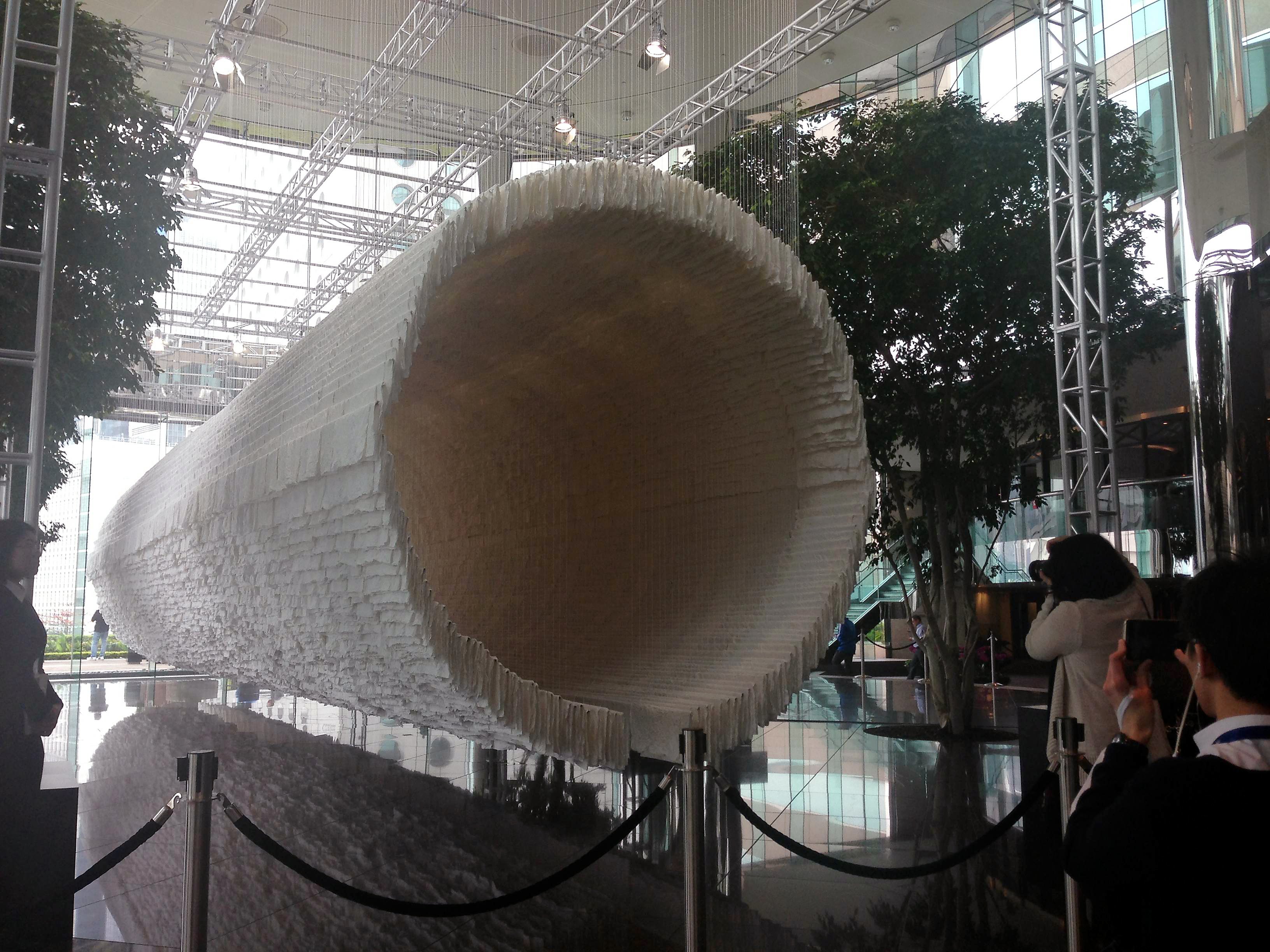 Chinese artist Zhu Jinshi's installation Boat on display at The Rotunda, Exchange Square. Photos: Edmund Lee