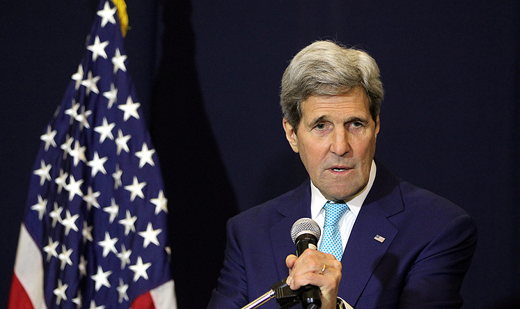 US Secretary of State John Kerry answers questions during a news conference in the Red Sea resort of Sharm El-Sheikh on Saturday. Photo: EPA
