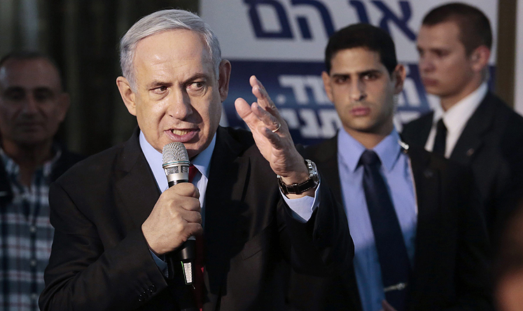 Benjamin Netanyahu as final opinion polls before elections as put his Likud party four seats behind the opposition Zionist Union. Photo: EPA