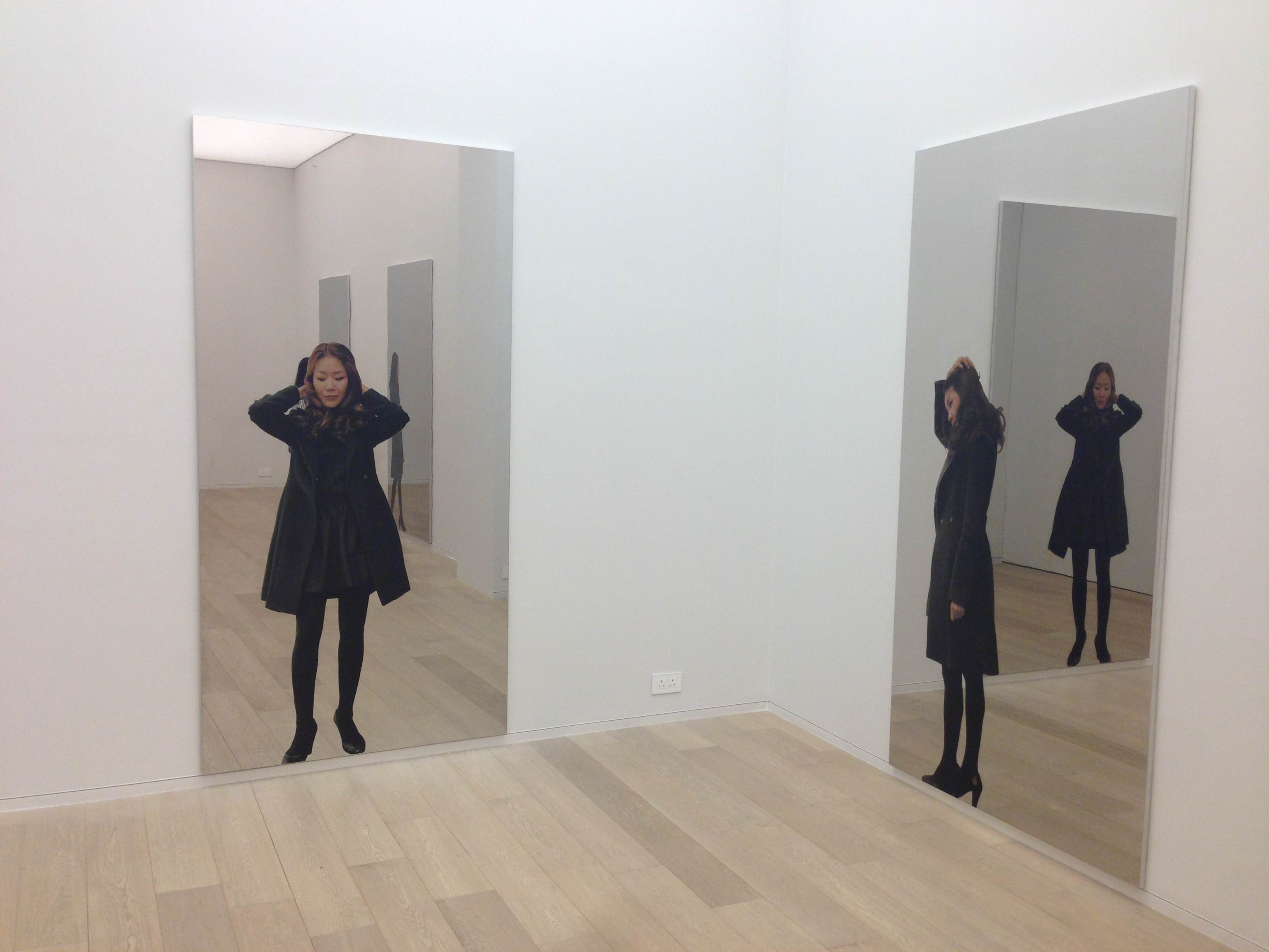 Two of Michelangelo Pistoletto’s mirror-like pieces at the Simon Lee Gallery, Pedder Building. Photos: Edmund Lee
