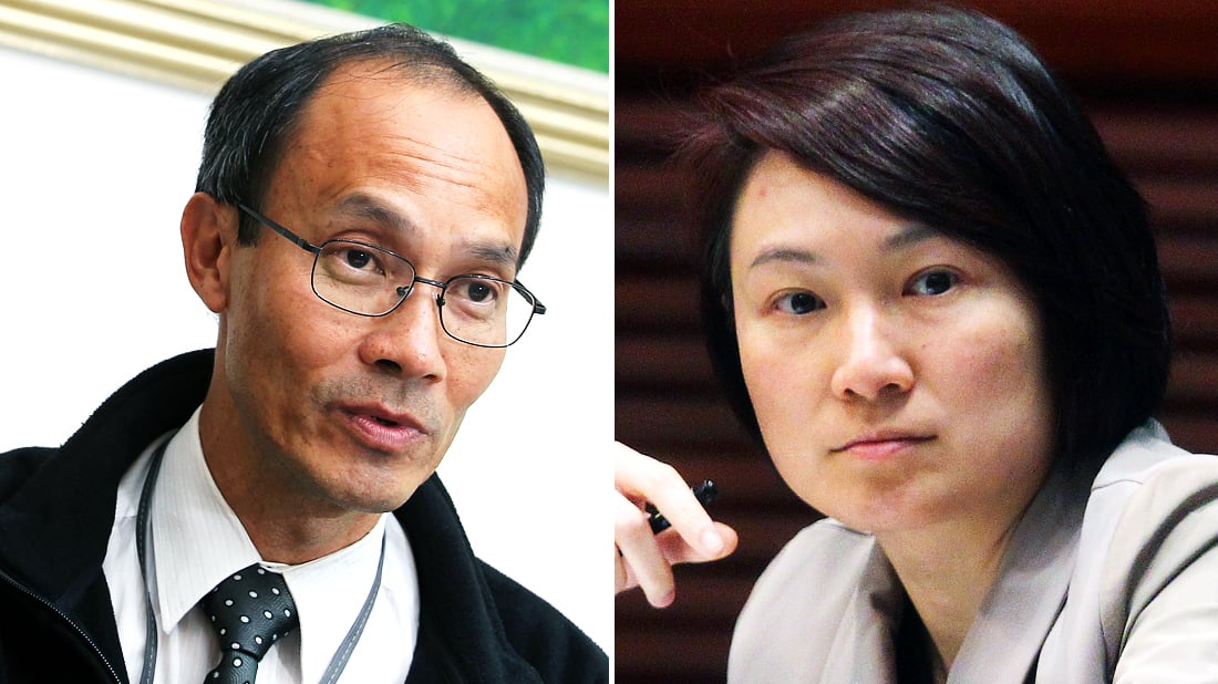 Starry Lee (right) was commenting on a suggestion by University of Hong Kong pollster Dr Robert Chung Ting-yiu (left) that a referendum should be held so lawmakers could take it as a reference when voting. Photos: May Tse, Edward Wong