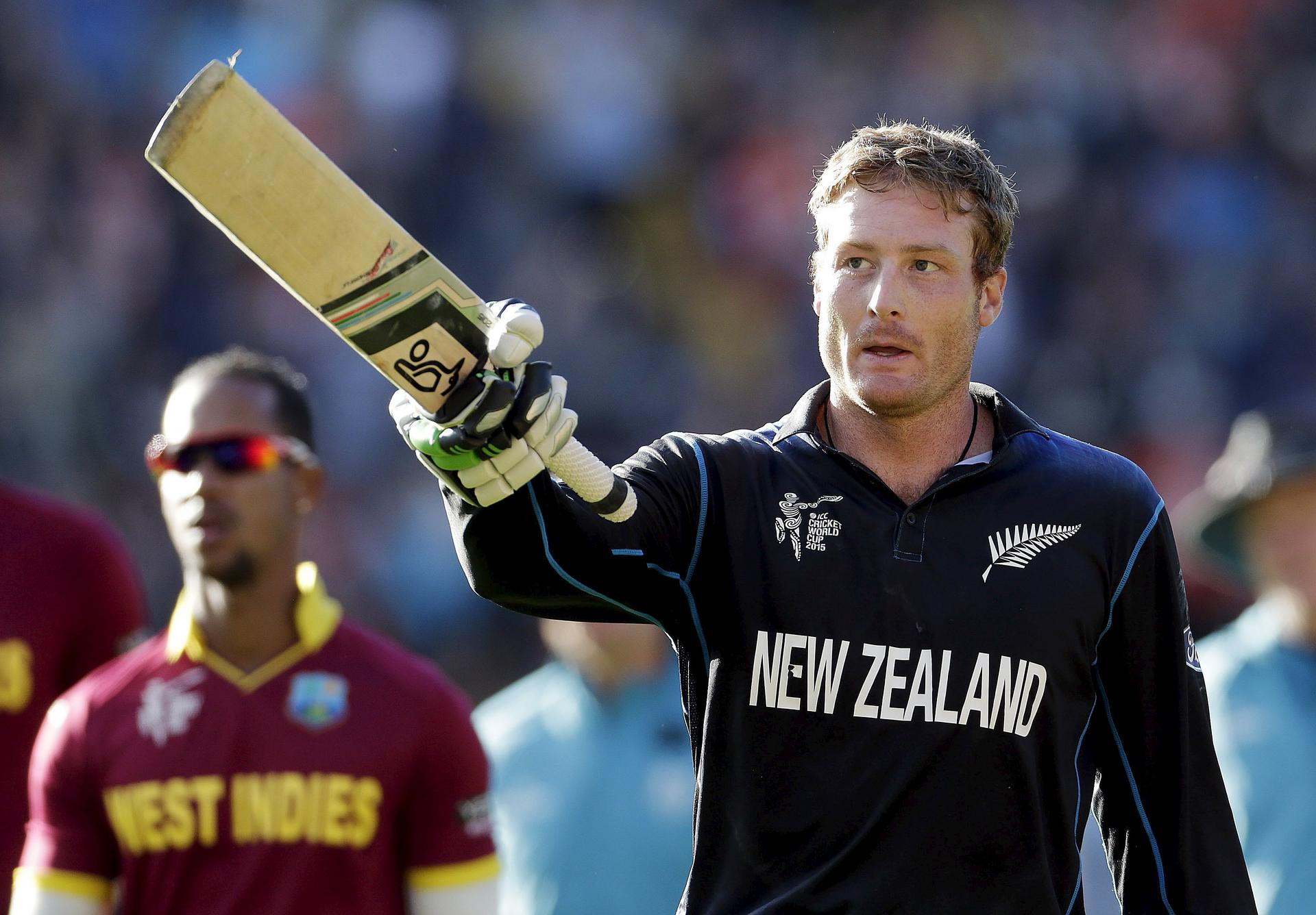 New Zealand's Martin Guptill acknowledges the crowd after his 237 against the West Indies. Photo: Reuters