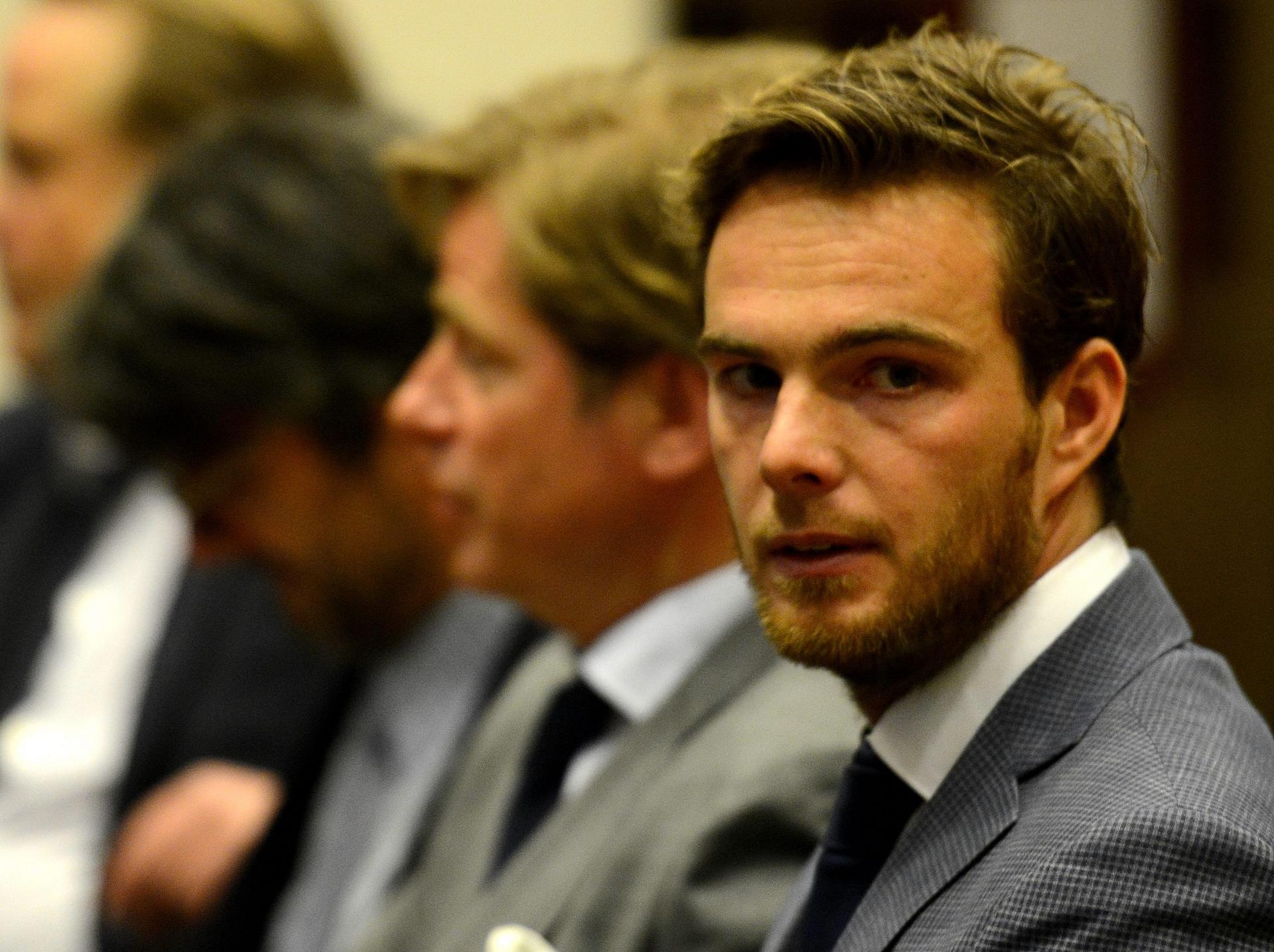 Dutch driver Giedo van der Garde in a Melbourne courtroom duirng his case against Swedish team Sauber. He eventually dropped his case and agreed to a settlement. Photo: EPA

