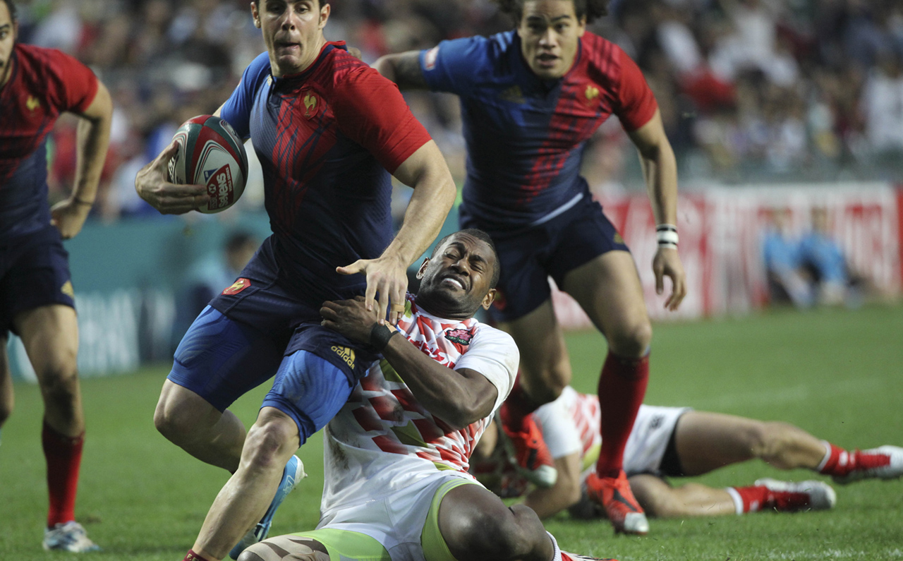 Lote Tuqiri – shown here in action at the Hong Kong Sevens on Friday – says that despite Japan’s tough initiation on the Sevens World Series, if it leads to a berth at the Rio Olympics it will have been worth the struggle. Photo: Nora Tam/SCMP