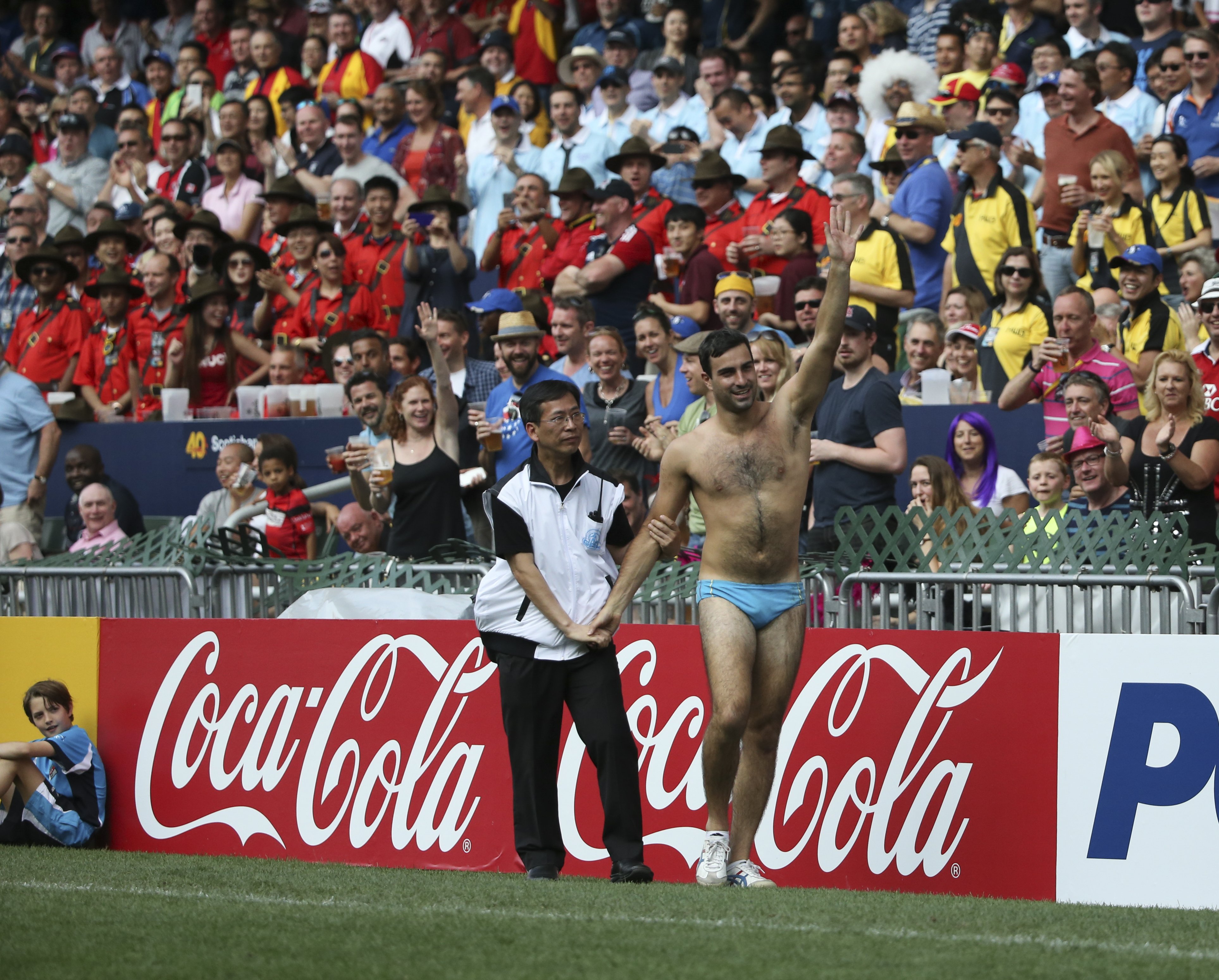 The obligatory streaker. At least have the balls, pardon the pun, to get the whole lot out. Photo: Felix Wong
