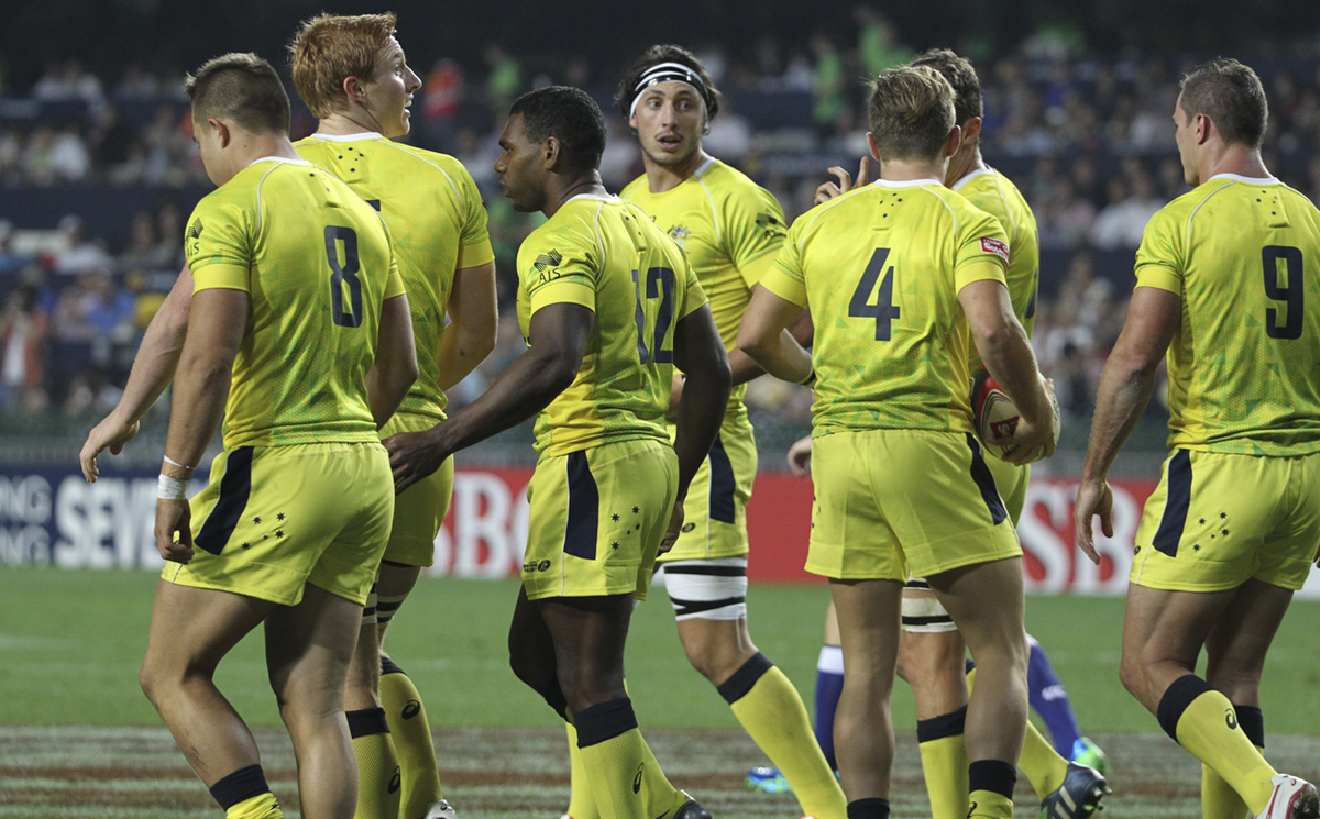 Australia opened their 2015 Hong Kong Sevens account with a 33-5 victory against Portugal and their coach, Geraint John, hopes they can go all the way. Photo: Nora Tam/SCMP