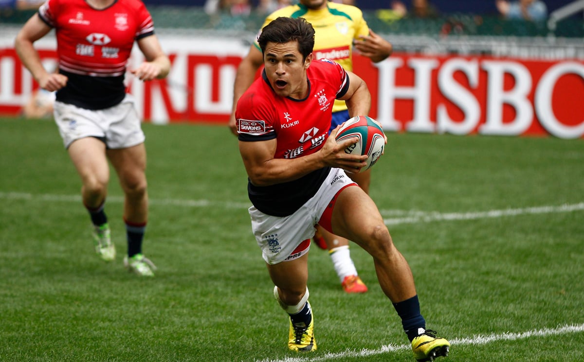 Rowan Varty on the charge during Hong Kong's 17-12 pool game loss to sevens newcomers Brazil. Photo: World Rugby