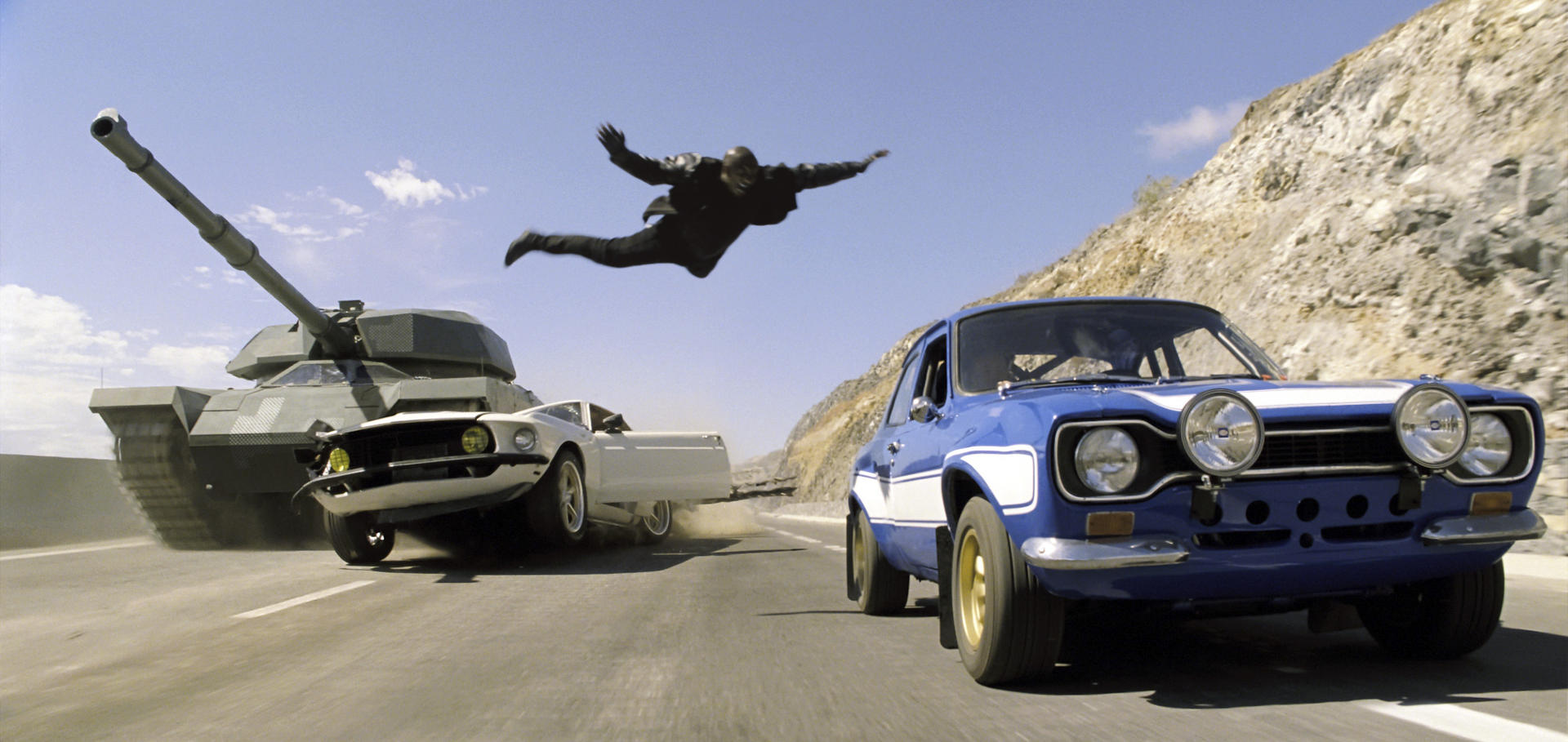 White-knuckled road action in Furious 7.