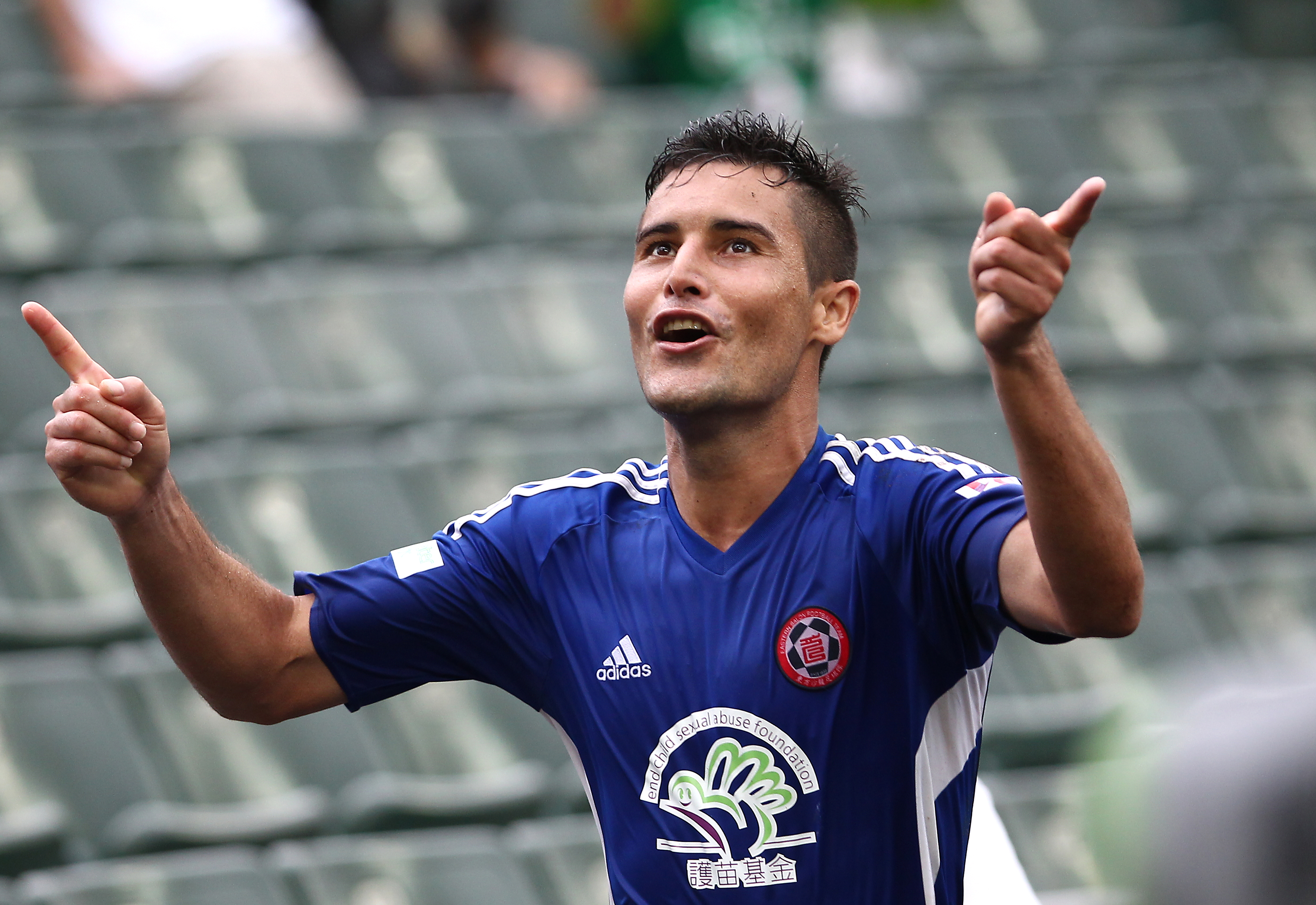 Eastern's Giovane da Silva slots in four goals against YFCMD in their Hong Kong Premier League match at Sham Shui Po Sports Ground. Photo: Jonathan Wong