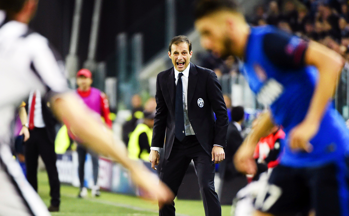 Juventus' coach Massimiliano Allegri reacts during the UEFA Champions League match Juventus FC vs AS Monaco. Photo: AFP