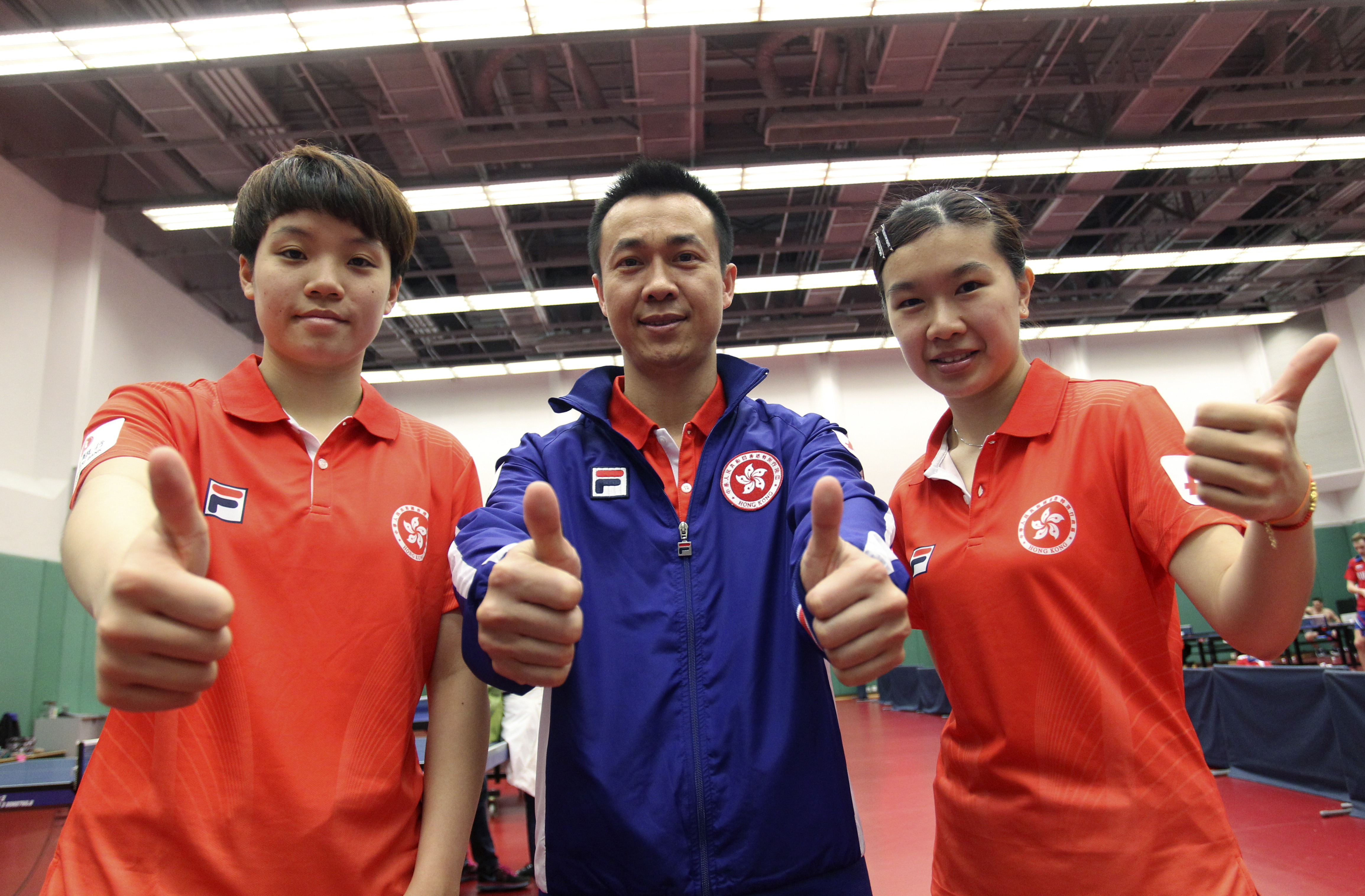 Lee Ho-ching, coach Li and Doo Hoi-kem before the tournament. Photo: SCMP