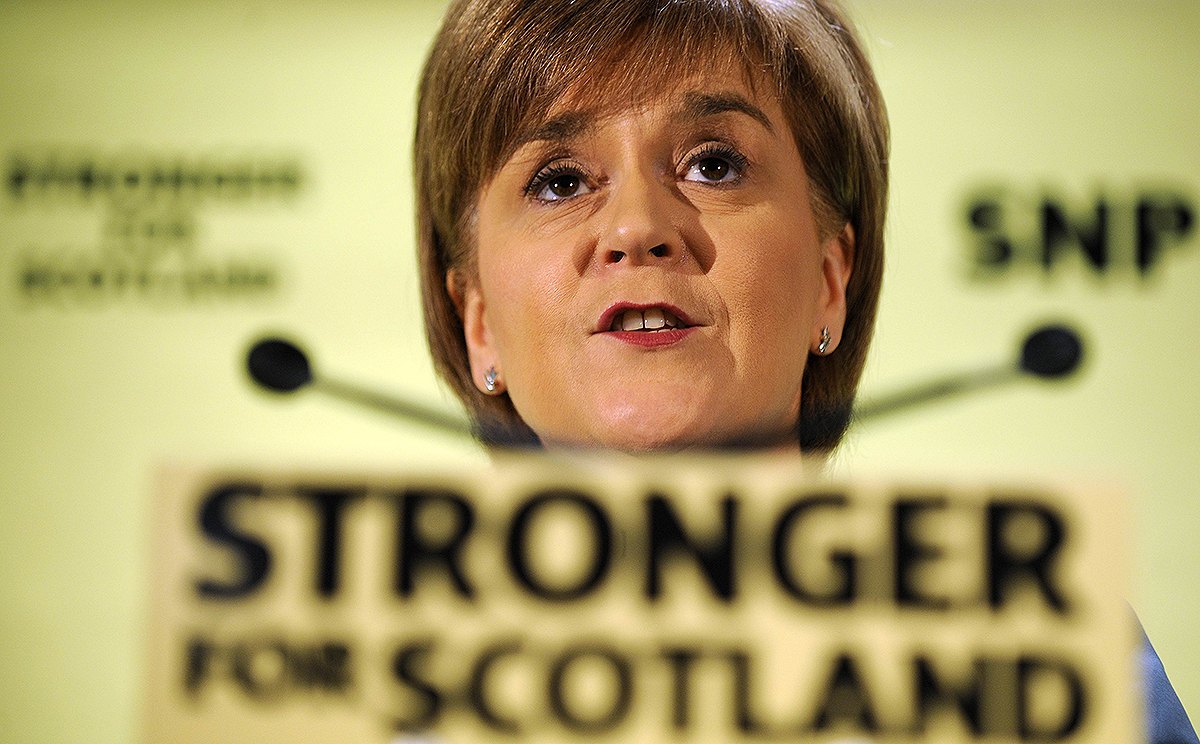 First Minister of Scotland and leader of the SNP Nicola Sturgeon speaks during a UK general election campaign speech in Glasgow. Photo: AFP