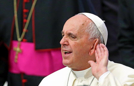 An Italian man hung the phone up on Pope Francis twice thinking it was a prank call. Photo: EPA