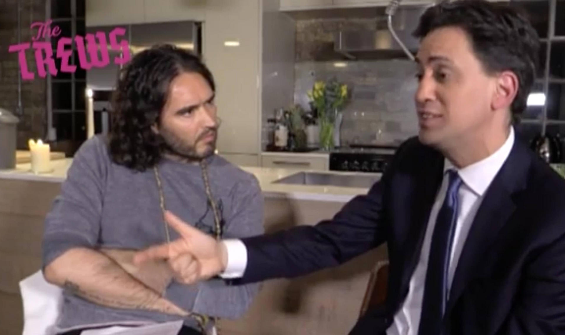 Ed Miliband (right) with Russell Brand.