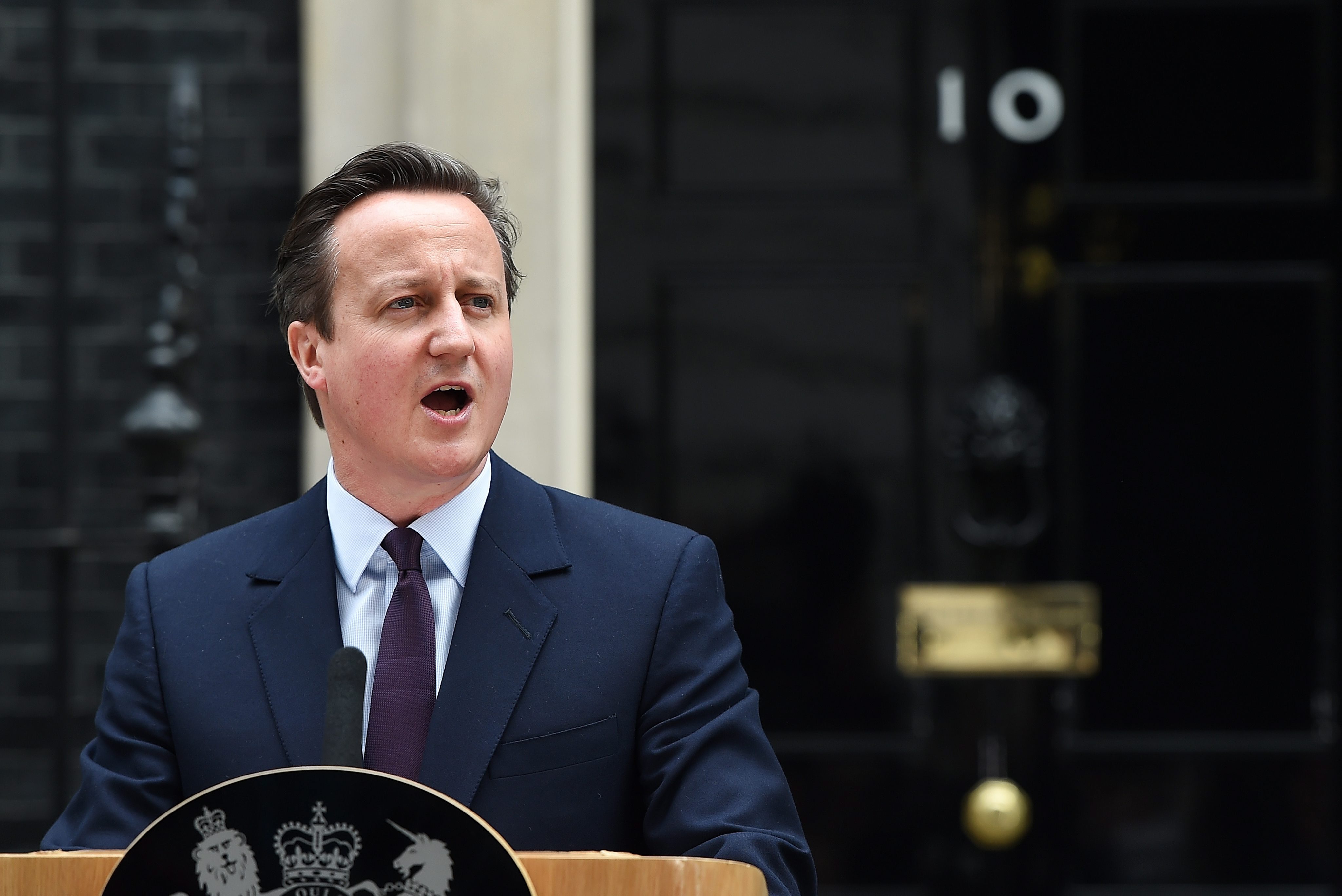British Prime Minister and Conservative party leader David Cameron delivers a statement to the nation at Number 10 Downing Street in London. Photo: EPA