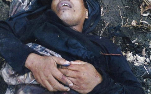 The body of wanted terrorist Abdul Basit Usman. Photo: AFP