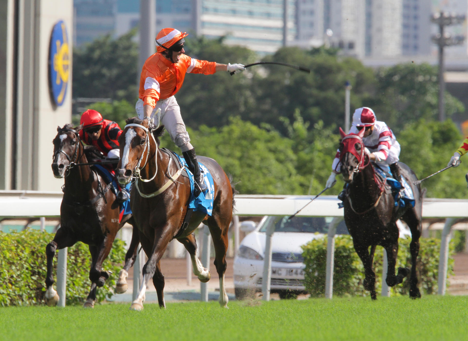 Blazing Speed (Neil Callan) wins last year's Standard Chartered Champions &amp; Chater Cup, with Dominant seventh. Blazing Speed will attempt to go back-to-back on Sunday. Photos: Kenneth Chan