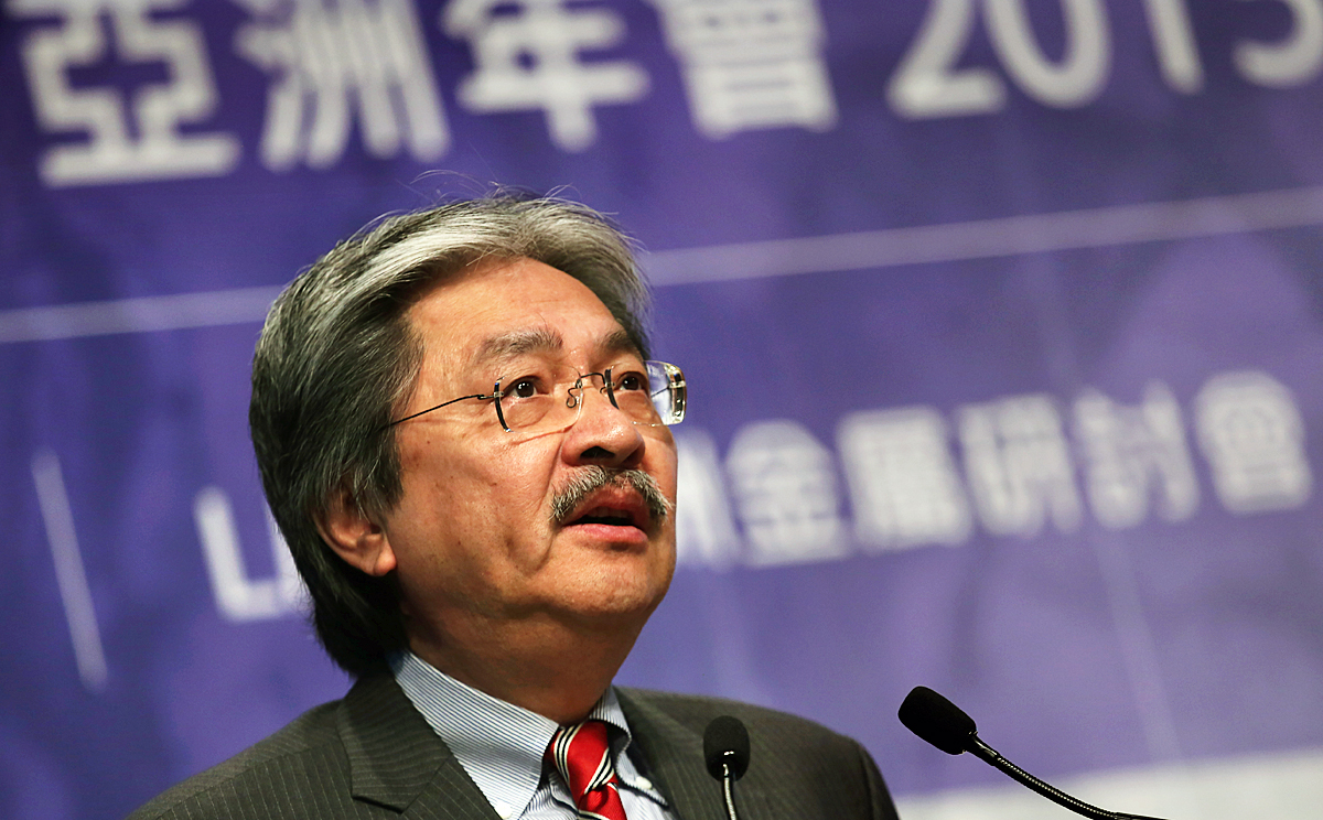 Financial Secretary John Tsang says he is pleased to end six weeks of talks and expects funding for government departments to resume by the middle of next month. Photo: Jonathan Wong