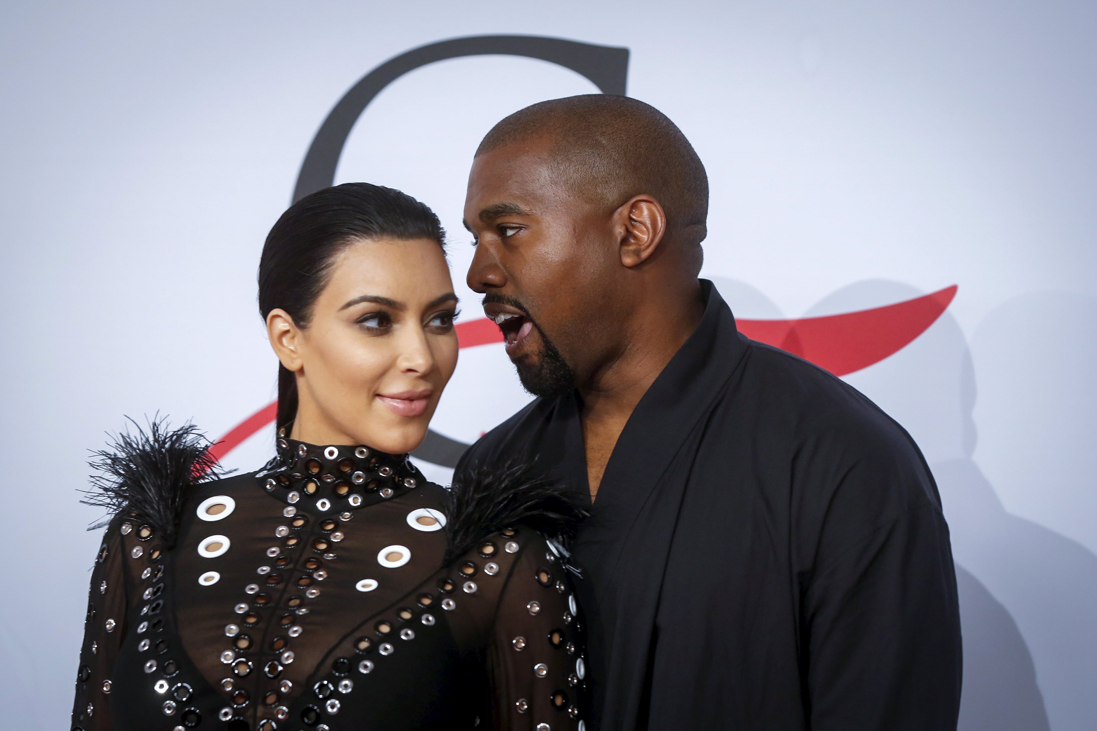 Television personality Kim Kardashian arrives with Kanye West to attend the 2015 CFDA Fashion Awards in New York. Photo: Reuters