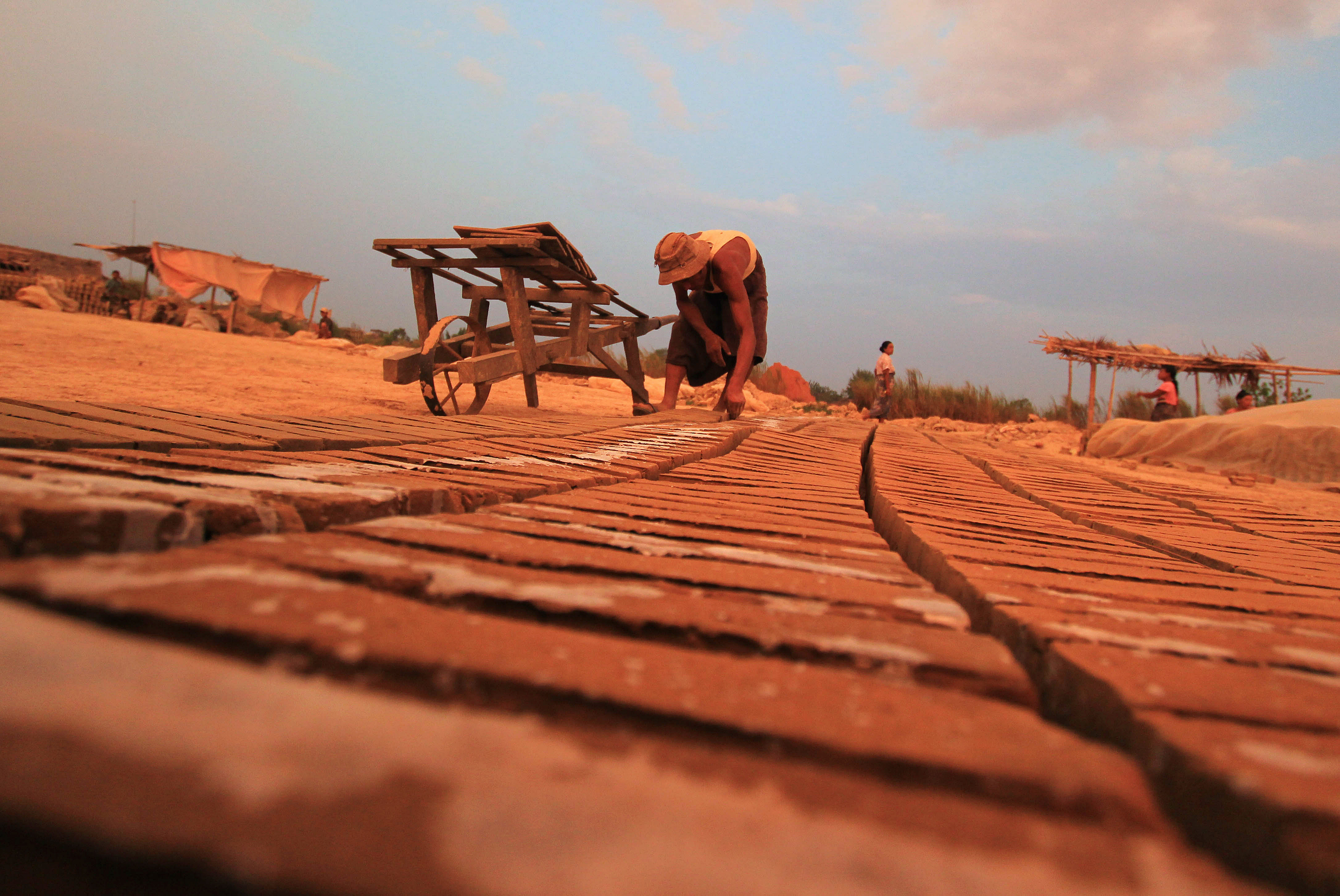 Labourers work at a brick factory in Myanmar. Photo: AFP