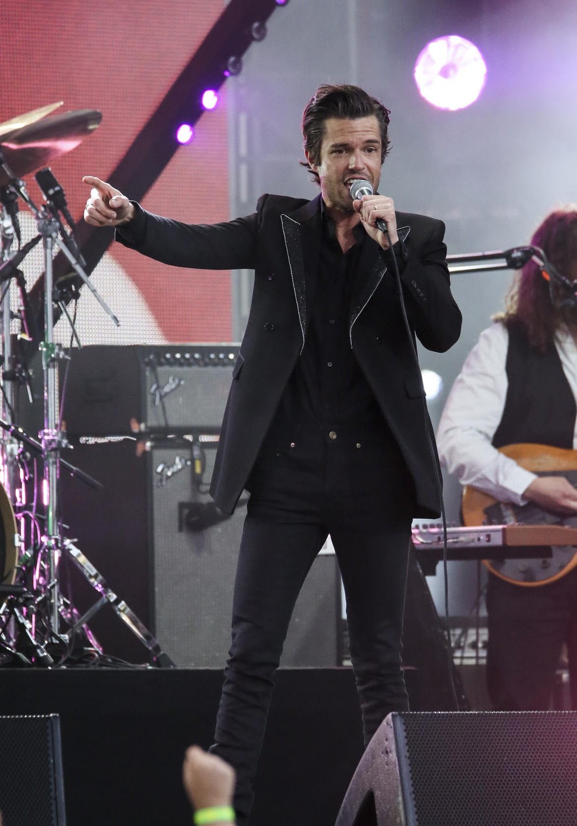 Brandon Flowers performing on Jimmy Kimmel Live in Hollywood last month. Photo: Corbis