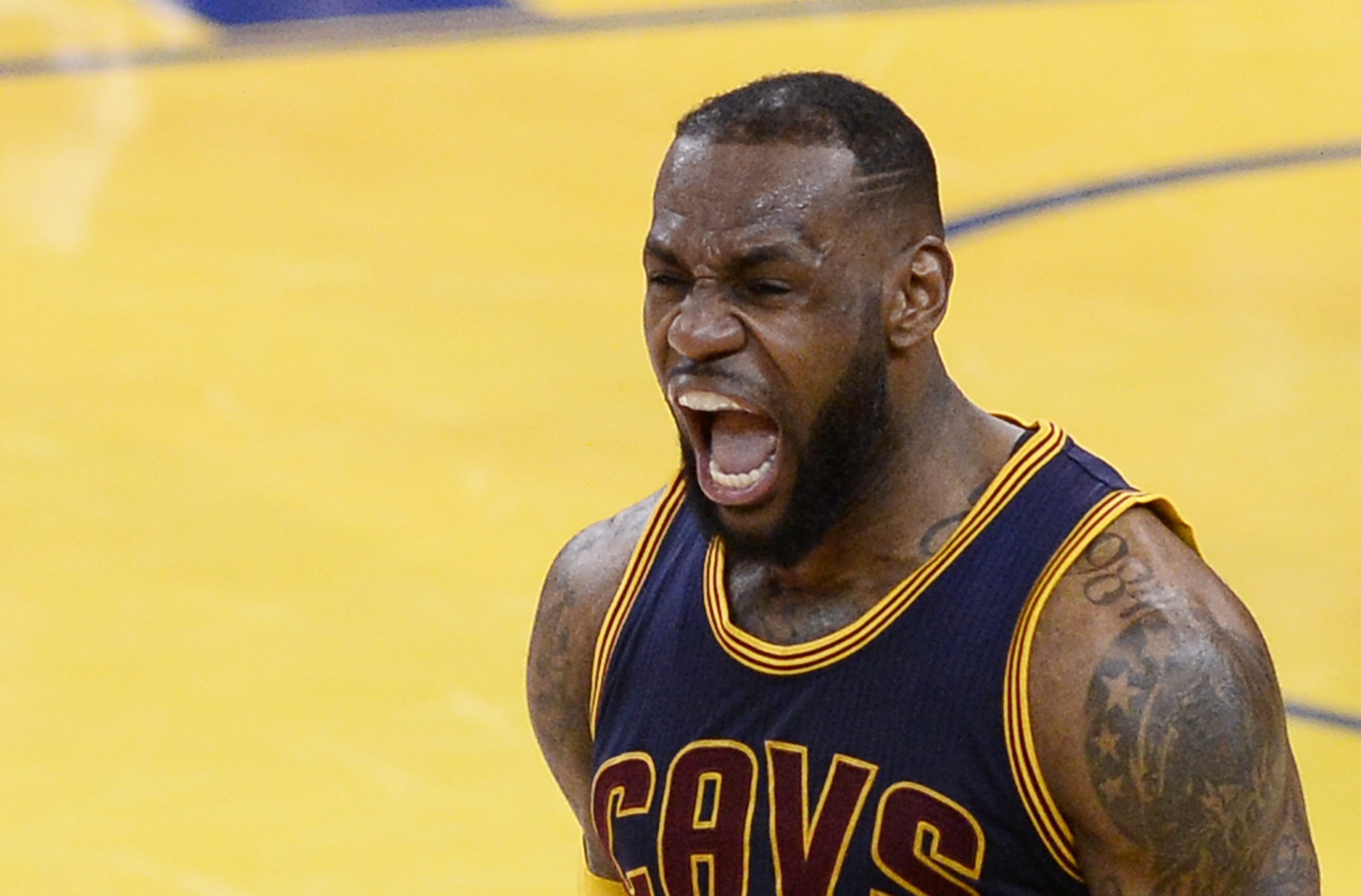 LeBron celebrates winning game two. Photo: EPA