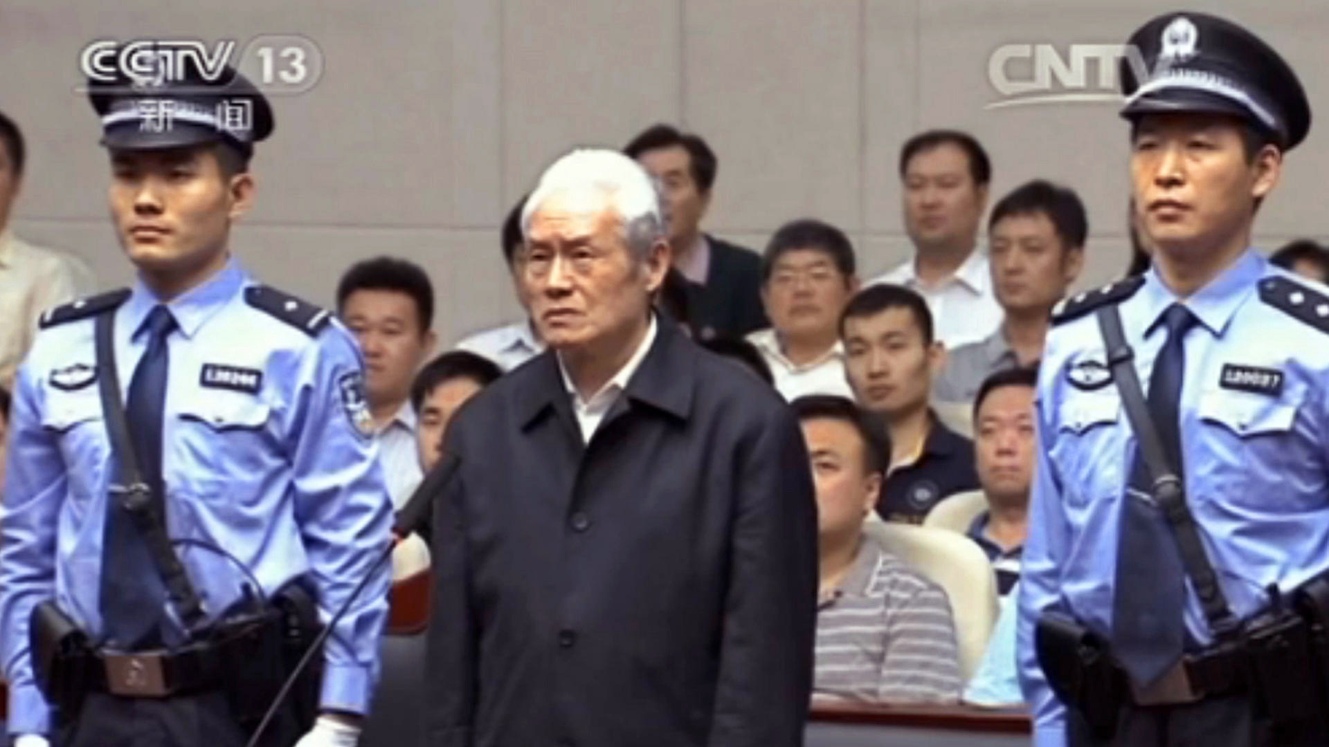 Zhou Yongkang at his sentencing in a clip shown on state television. Photo: SCMP Pictures