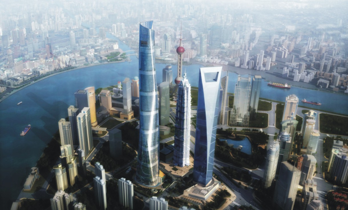 Shanghai Tower, the world's second-tallest building, stands approximately 632 meters high and has 128 stories. 