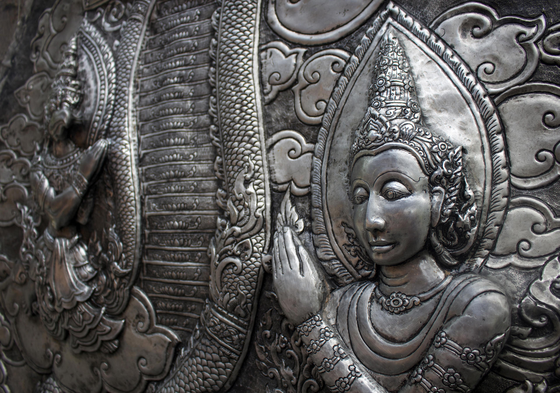 Silver lining: intricate designs at Wat Srisuphan. Photos: Narina Exelby