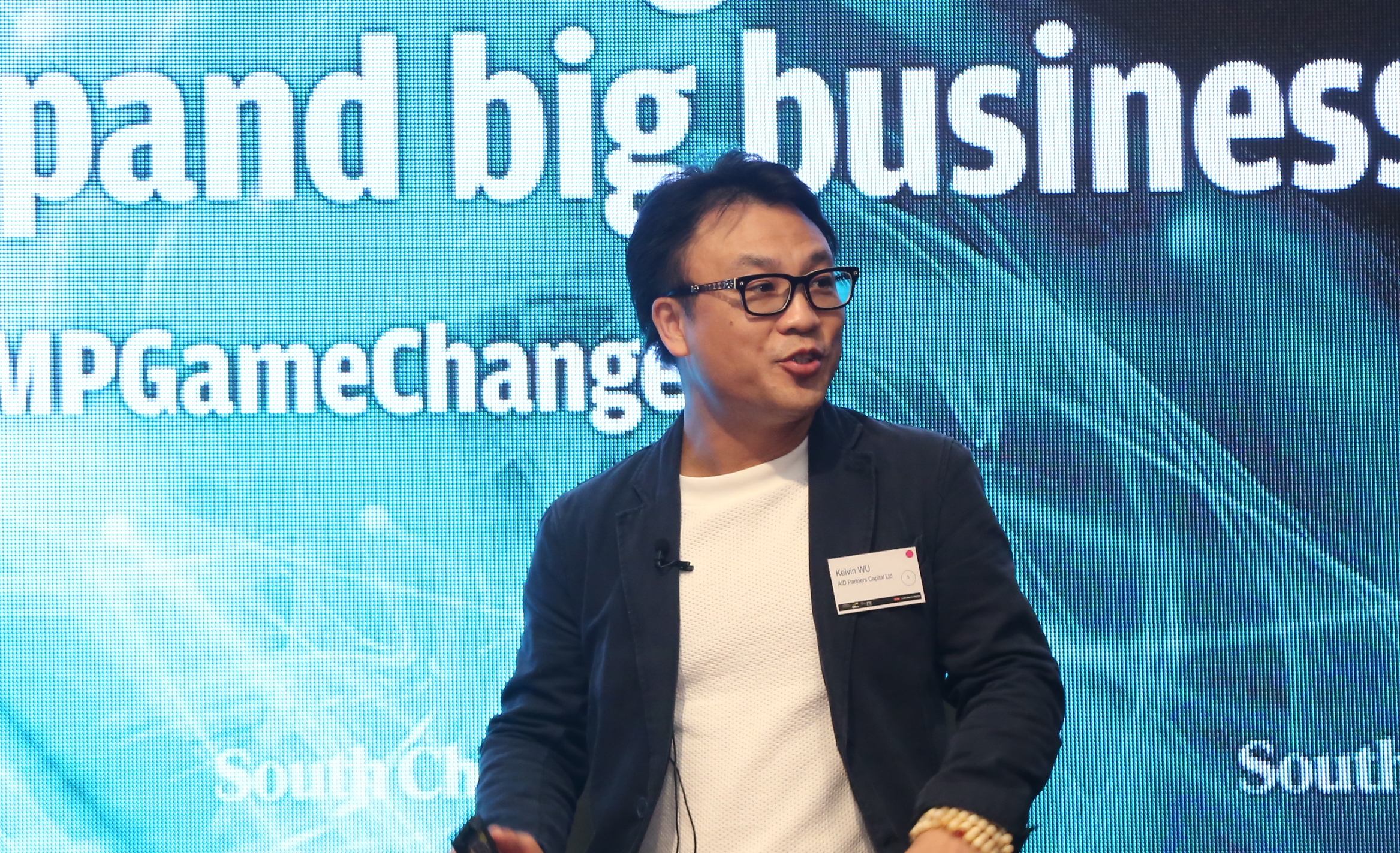 Kelvin Wu speaks during an executive interview at the second SCMP Game Changers event in Hong Kong. Photo: Wallace Chan