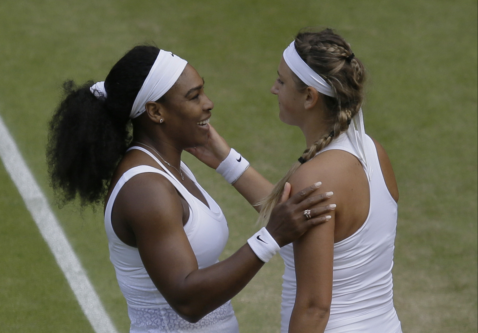 Serena Williams and Victoria Azarenka after the match. Photo: AP