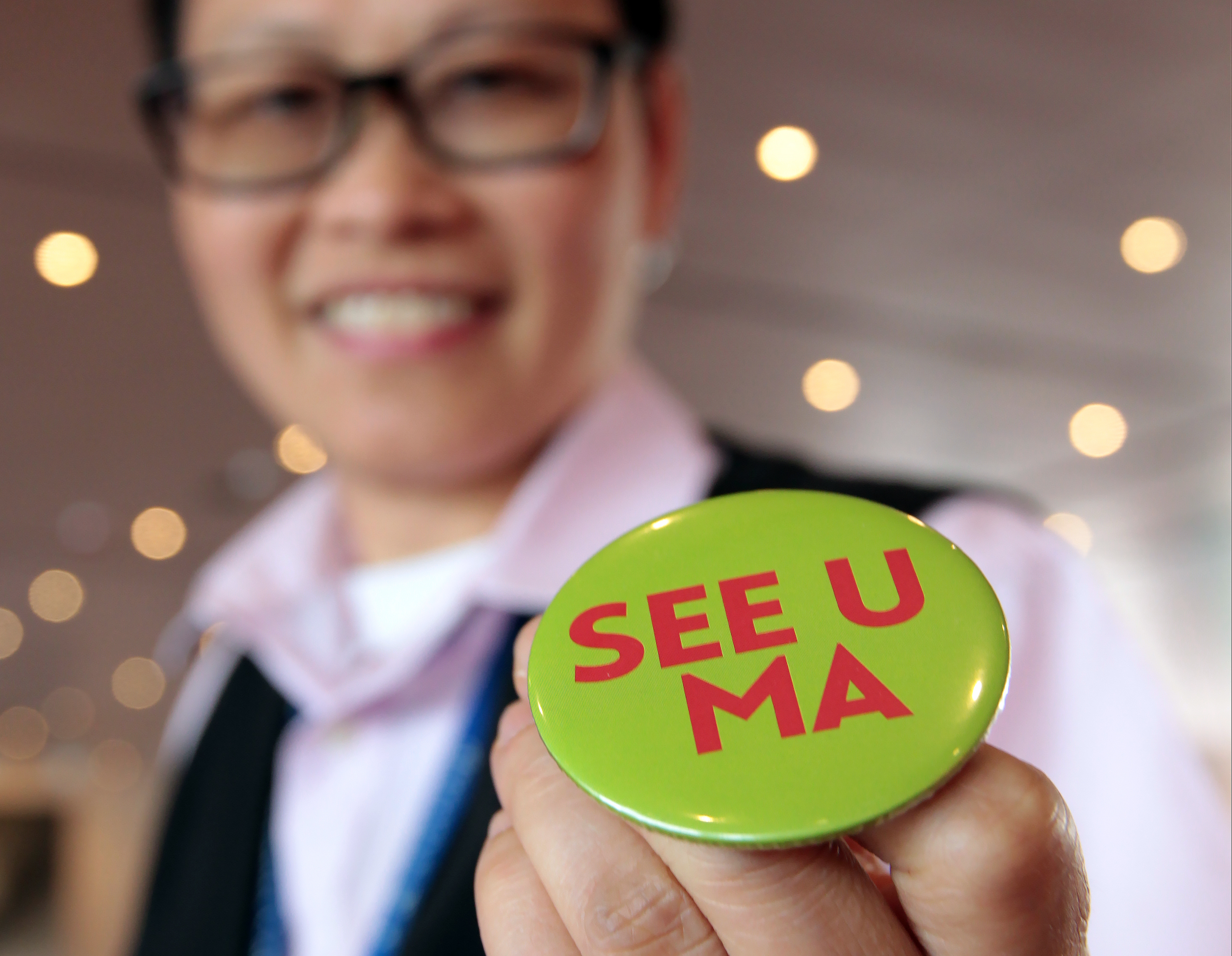 A badge advertising the pending closure of the Museum of Art for a revamp. Photos: Bruce Yan