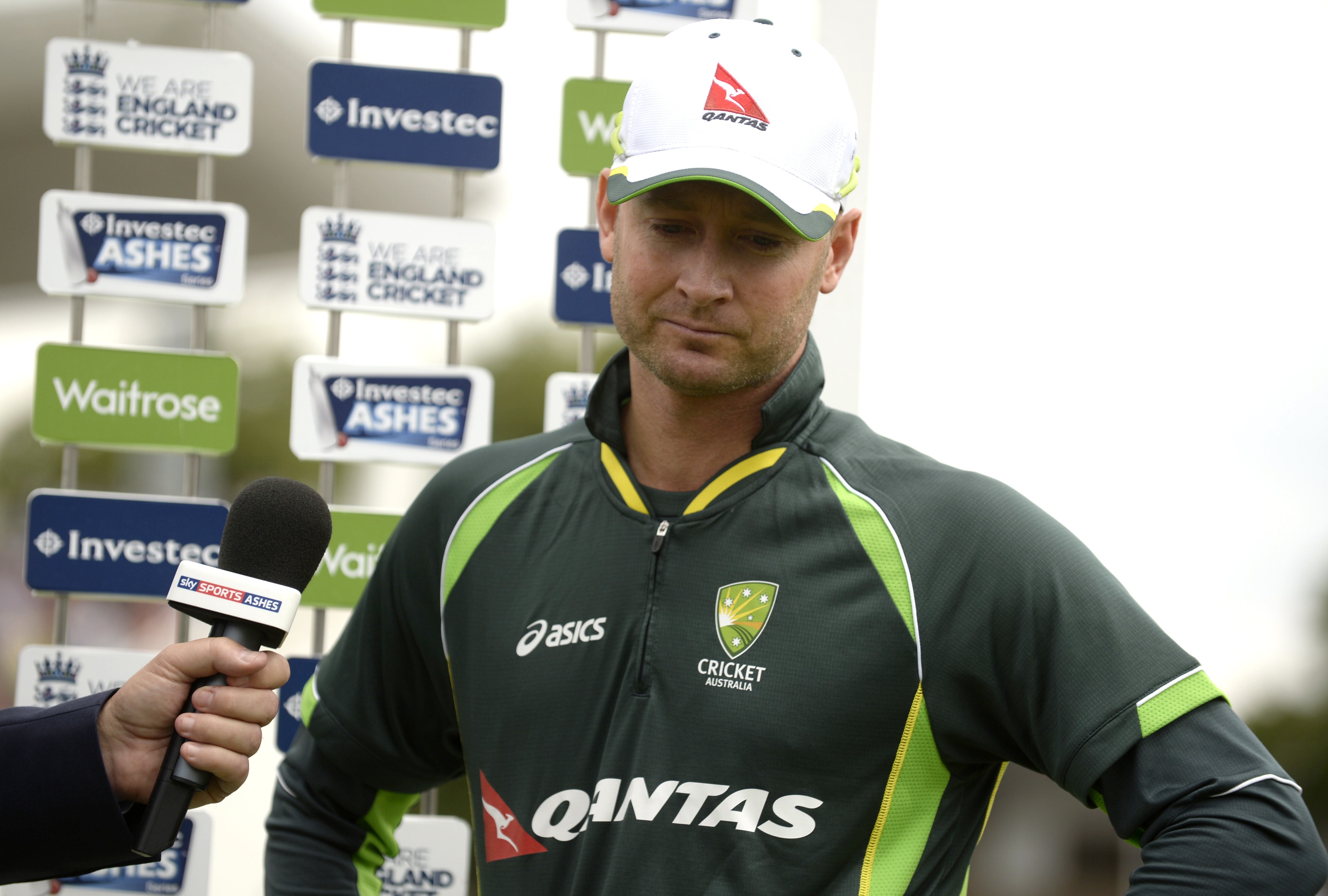 A dejected Australia captain Michael Clarke after losing the Ashes series to England. He announced his retirement soon after the loss at Trent Bridge. Photos: Reuters