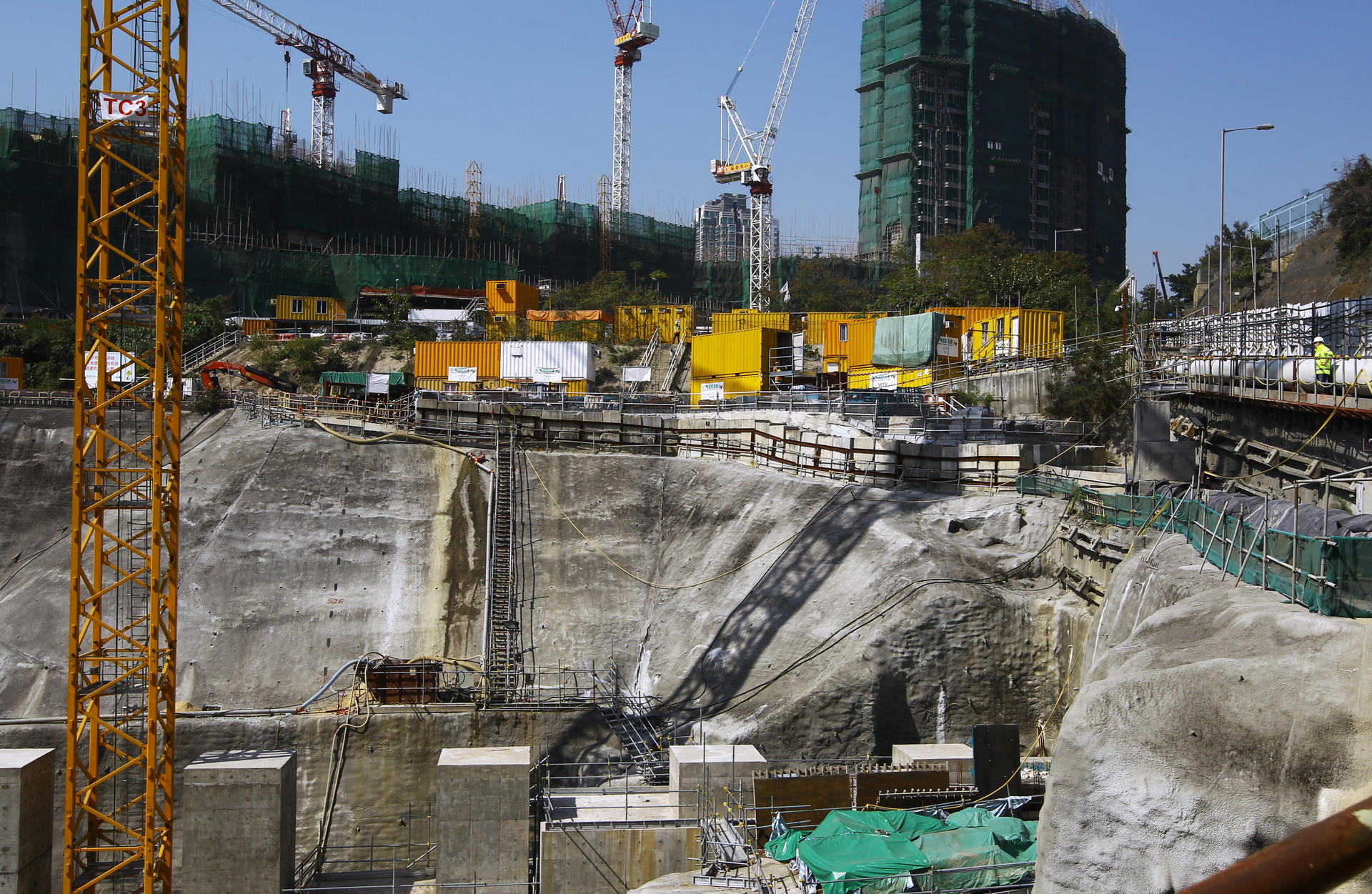 Construction site of MTR’s Kwun Tong line extension. Photo: Jonathan Wong
