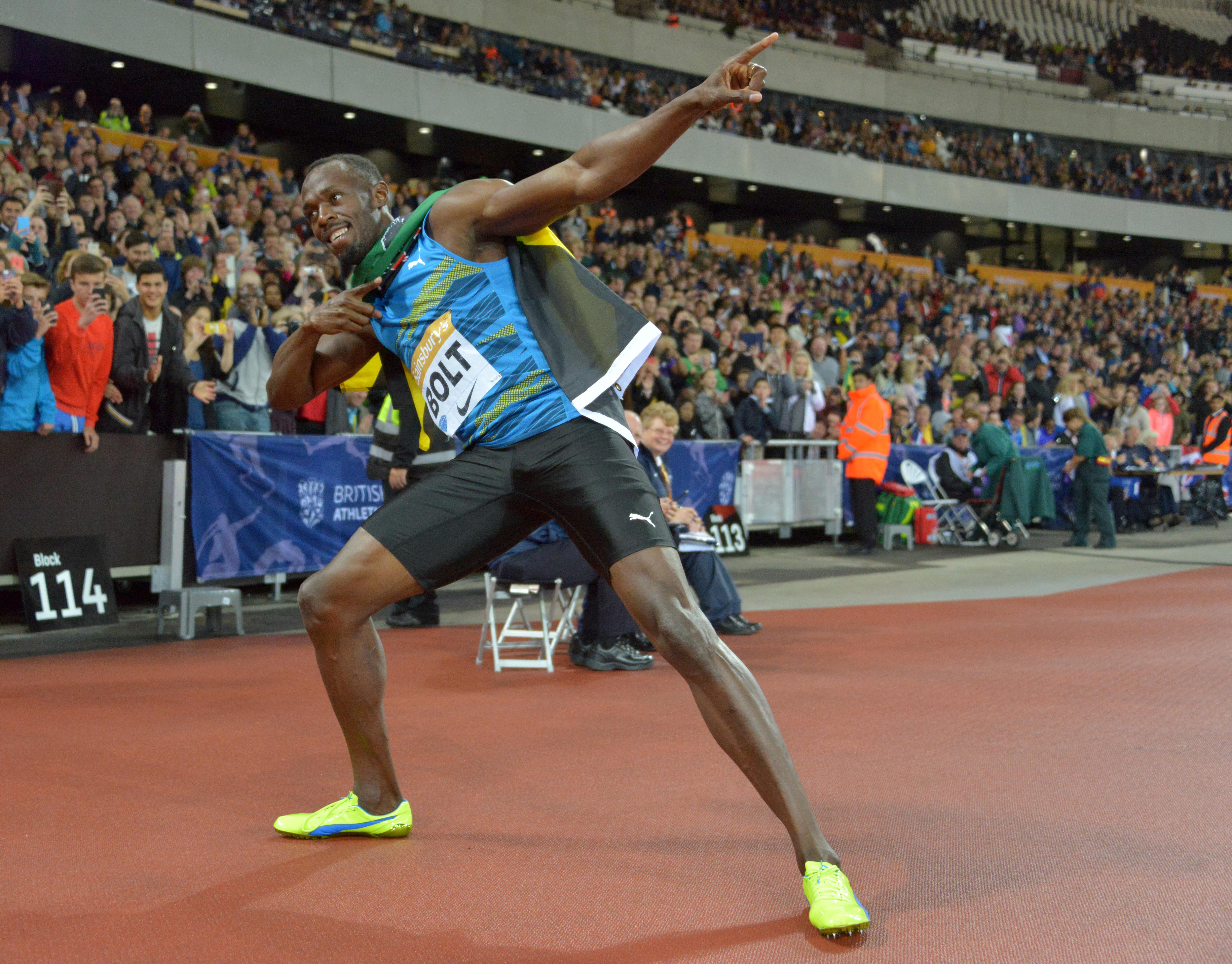 Usain Bolt made his bow and arrow stance his signature. Photo: USA Today Sports 