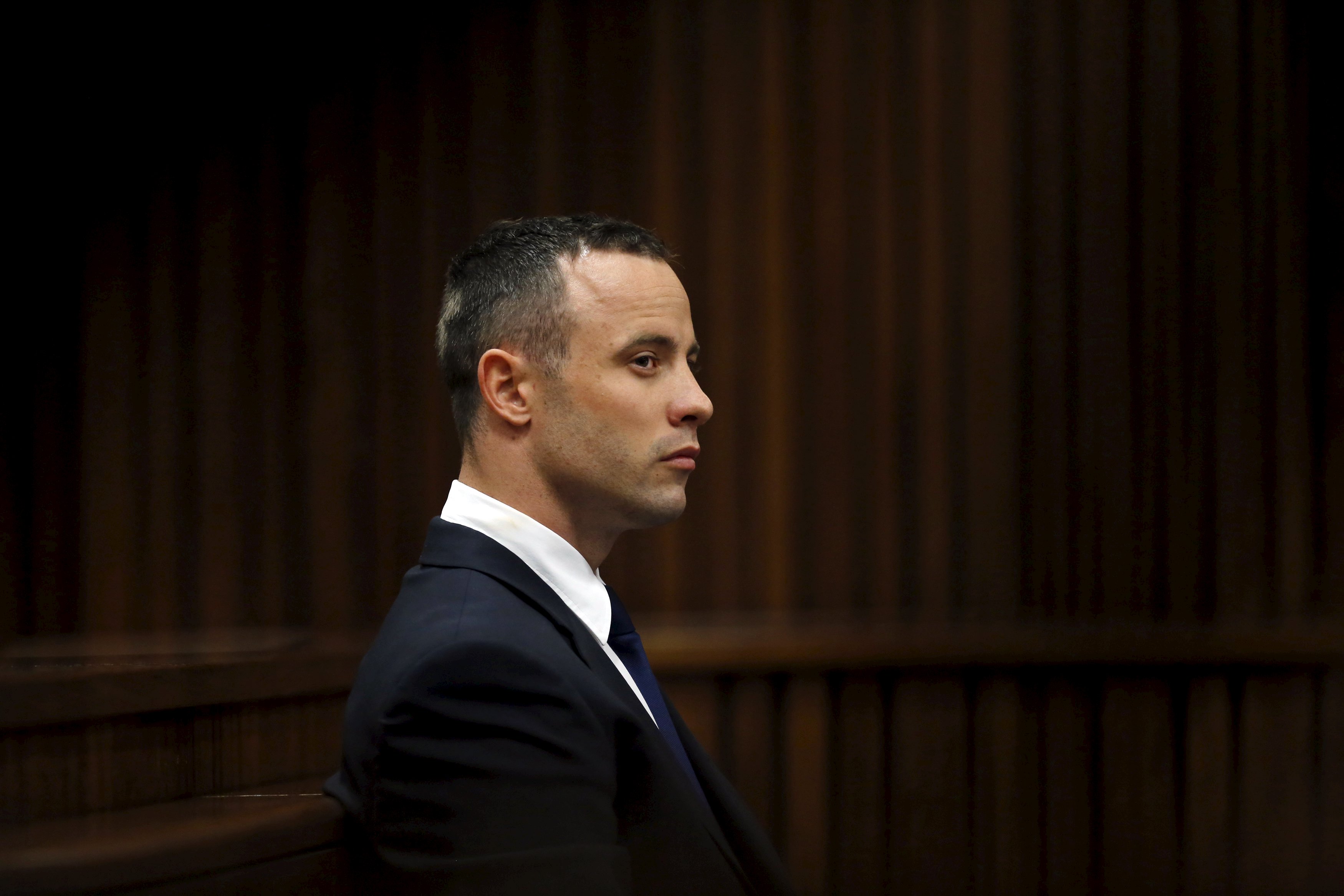 Oscar Pistorius during his trial in Pretoria in May last year. He is expected to wear an electronic tracking tag when he is released on Friday after serving 10 months of a five-year sentence for killing his model and law graduate girlfriend Reeva Steenkamp on Valentine's Day in 2013. Photo: Reuters