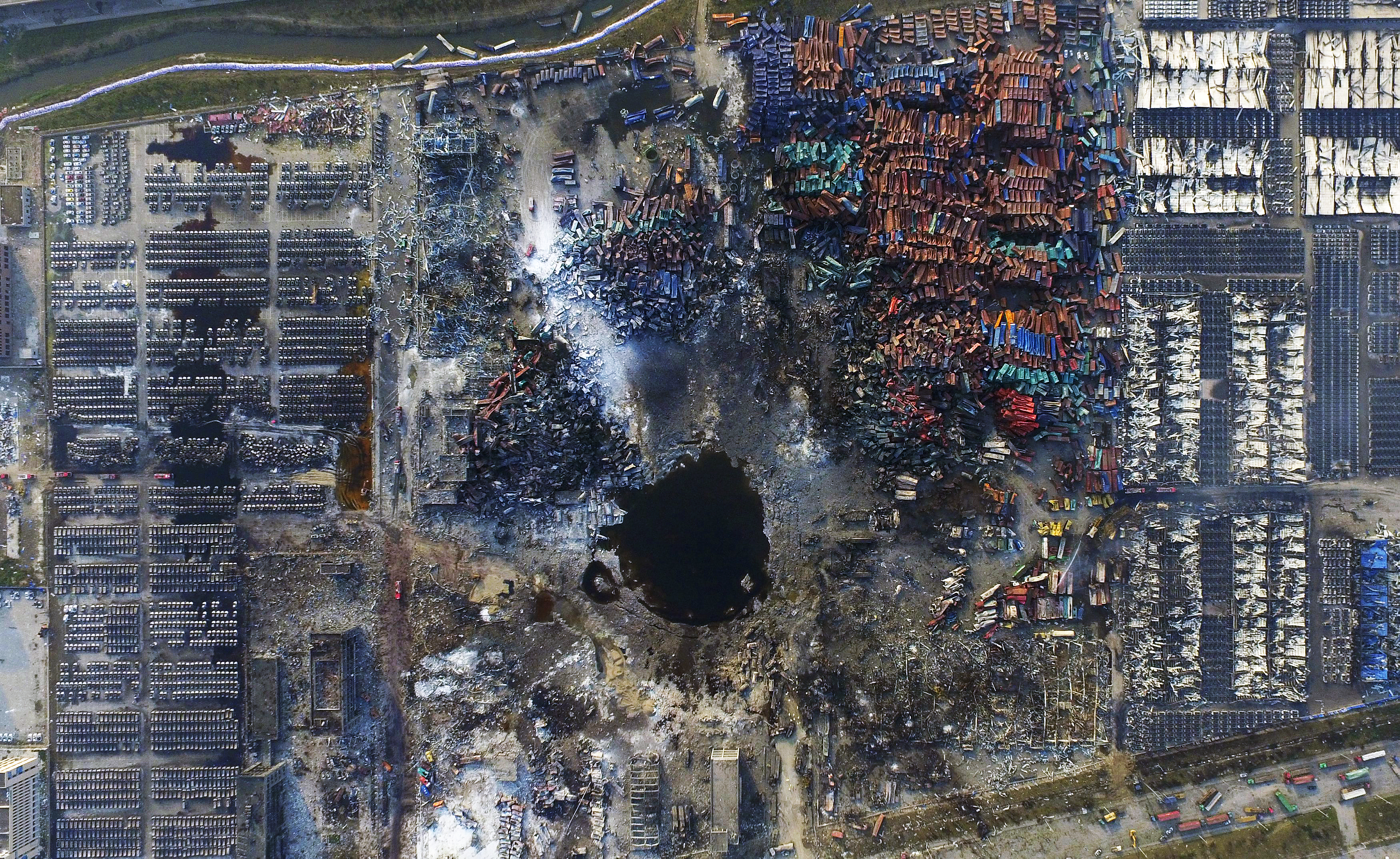 An aerial view of the scene of the deadly Tianjin explosions. Photo: Reuters 