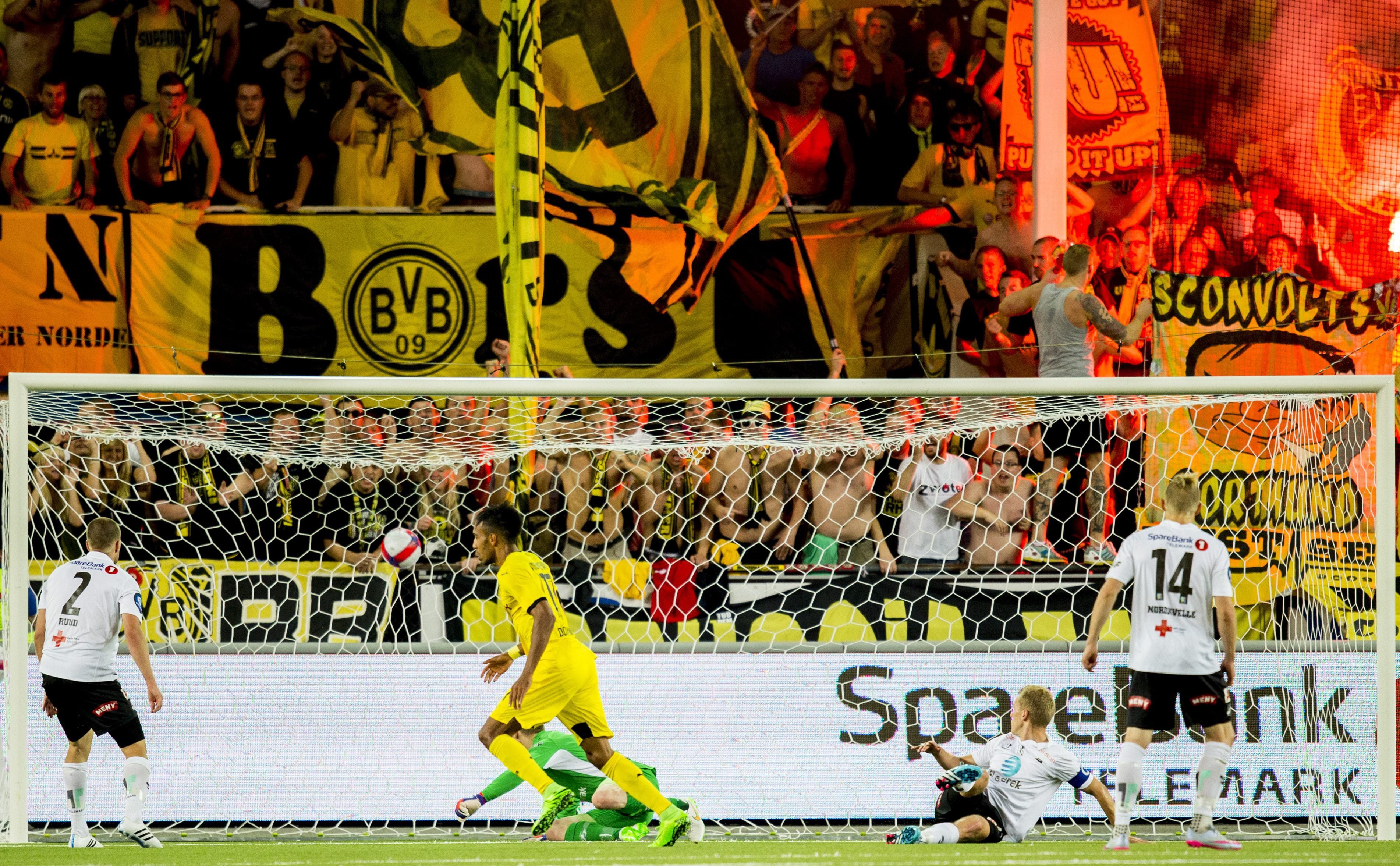 Borussia Dortmund fought back from 3-0 down to securwe a first leg win against Norwegian side Odd. Photo: EPA