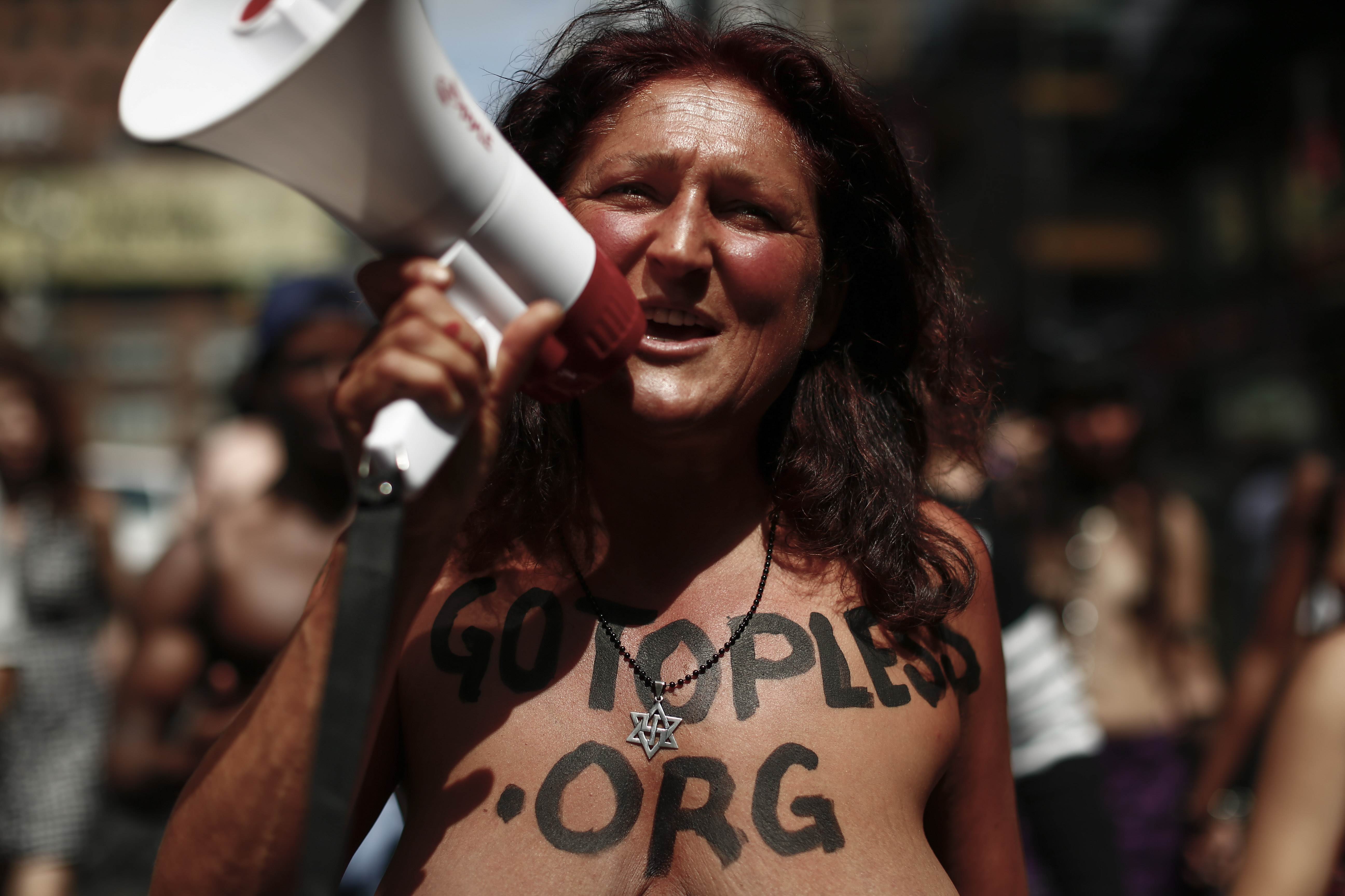 Boobs are natural': Topless rights protesters counter critics in