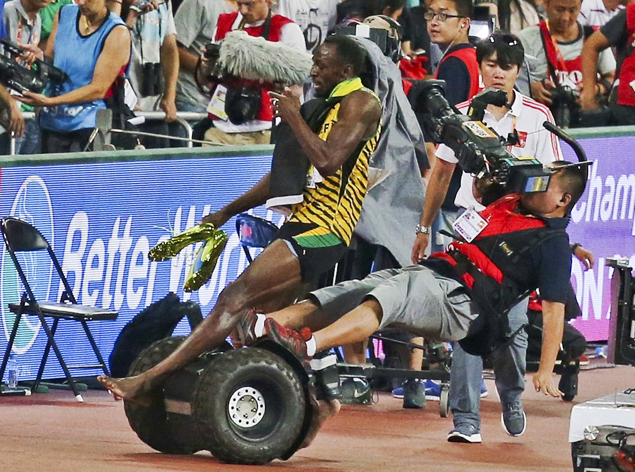 Usain Bolt escaped with minor cuts. Photo: Reuters
