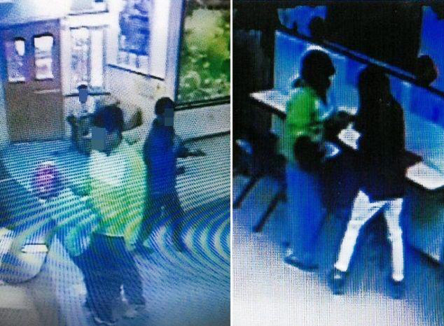 A male employee (left) at the Diamond Hill centre of Hong Chi Association yanking a woman's shirt collar with his right hand. Another case (right) involved a 50-year-old female member at the same centre who was allegedly force fed by two employees during a dinner. Photo: Fernando Cheung
