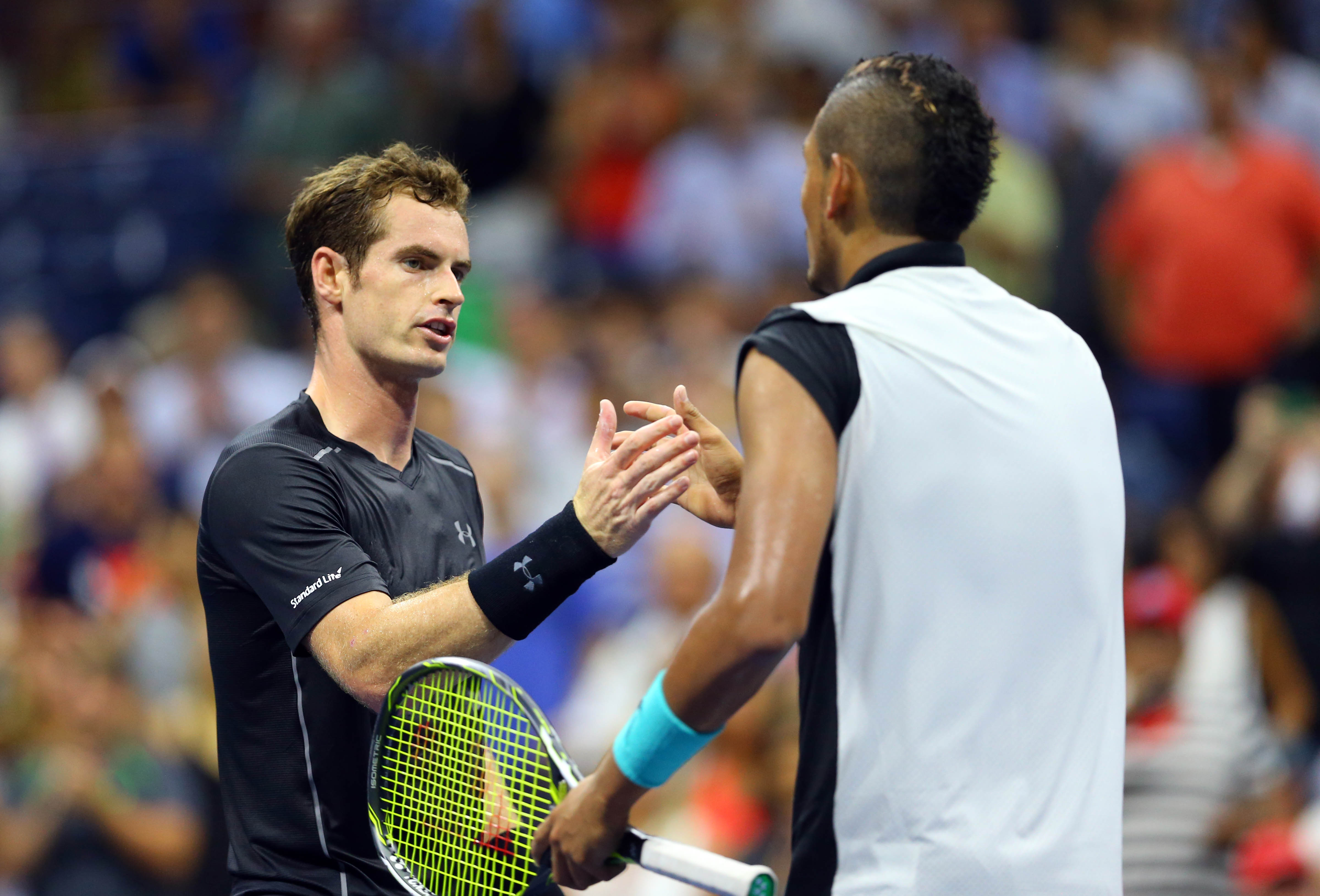 Andy Murray shakes hands with Nick Kyrgios after their first round match. Photo: USA Today